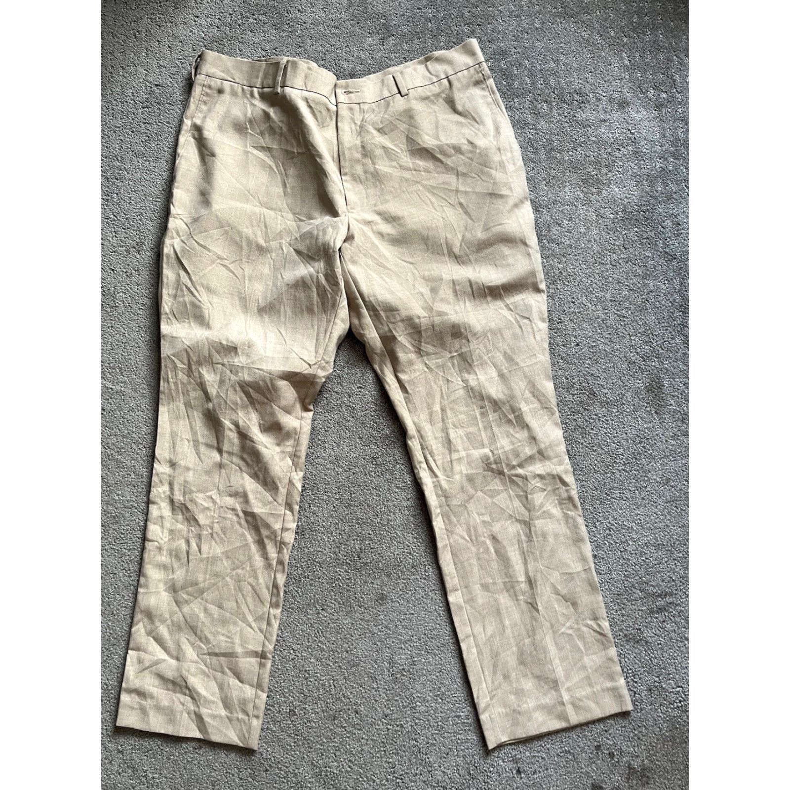 Perry Ellis Perry Ellis Pants Mens 38x30 Beige Lightweight Linen Blend Straight Leg Chino Size US 38 / EU 54 - 2 Thumbnail
