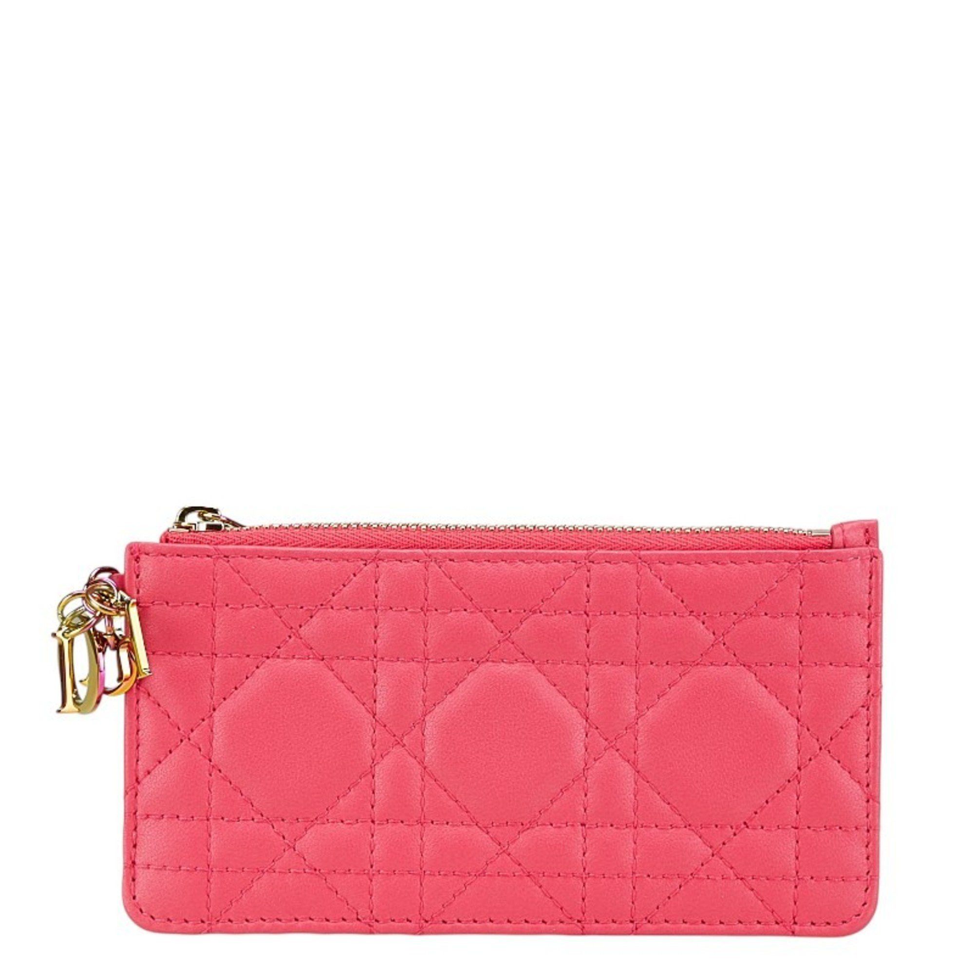 Dior Christian Dior Dior Cannage Card Case, Pink Leather, Women's, Size ONE SIZE - 1 Thumbnail