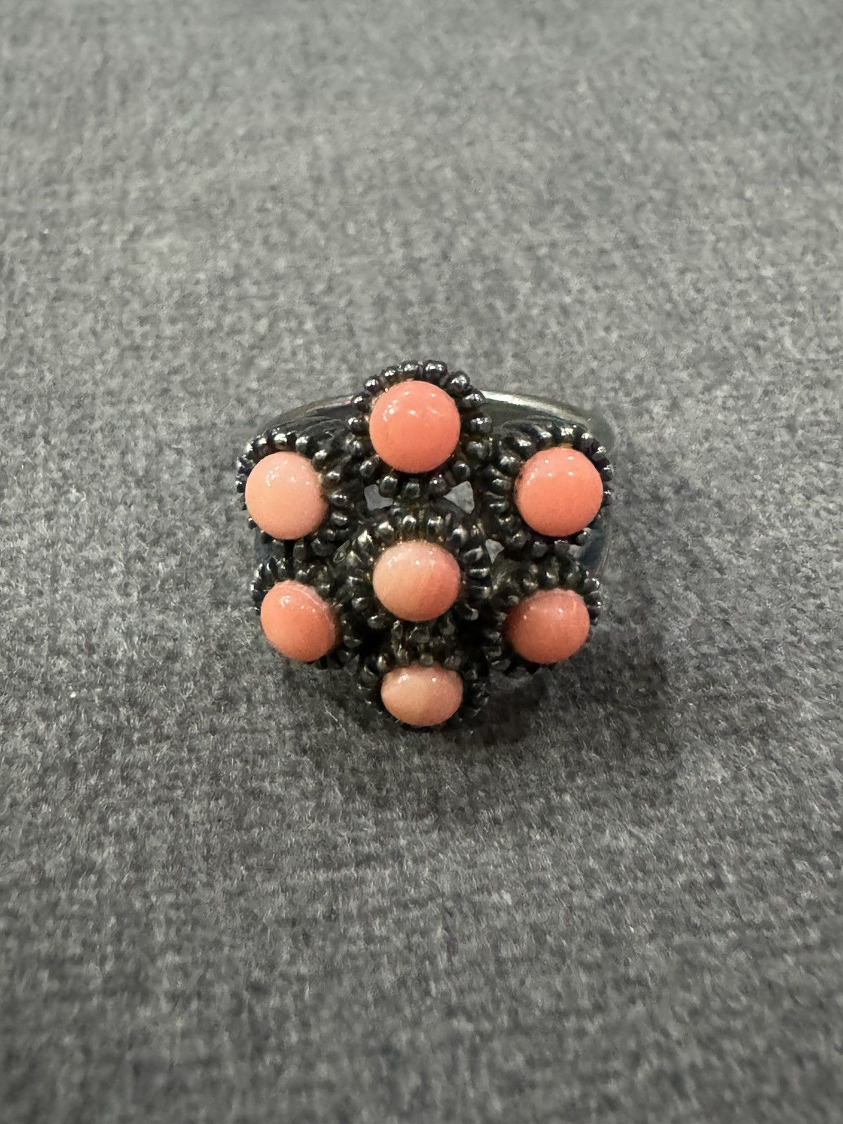 Jewelry STERLING 925 PINK CORAL STONES RING SIZE 7 Size ONE SIZE - 2 Thumbnail