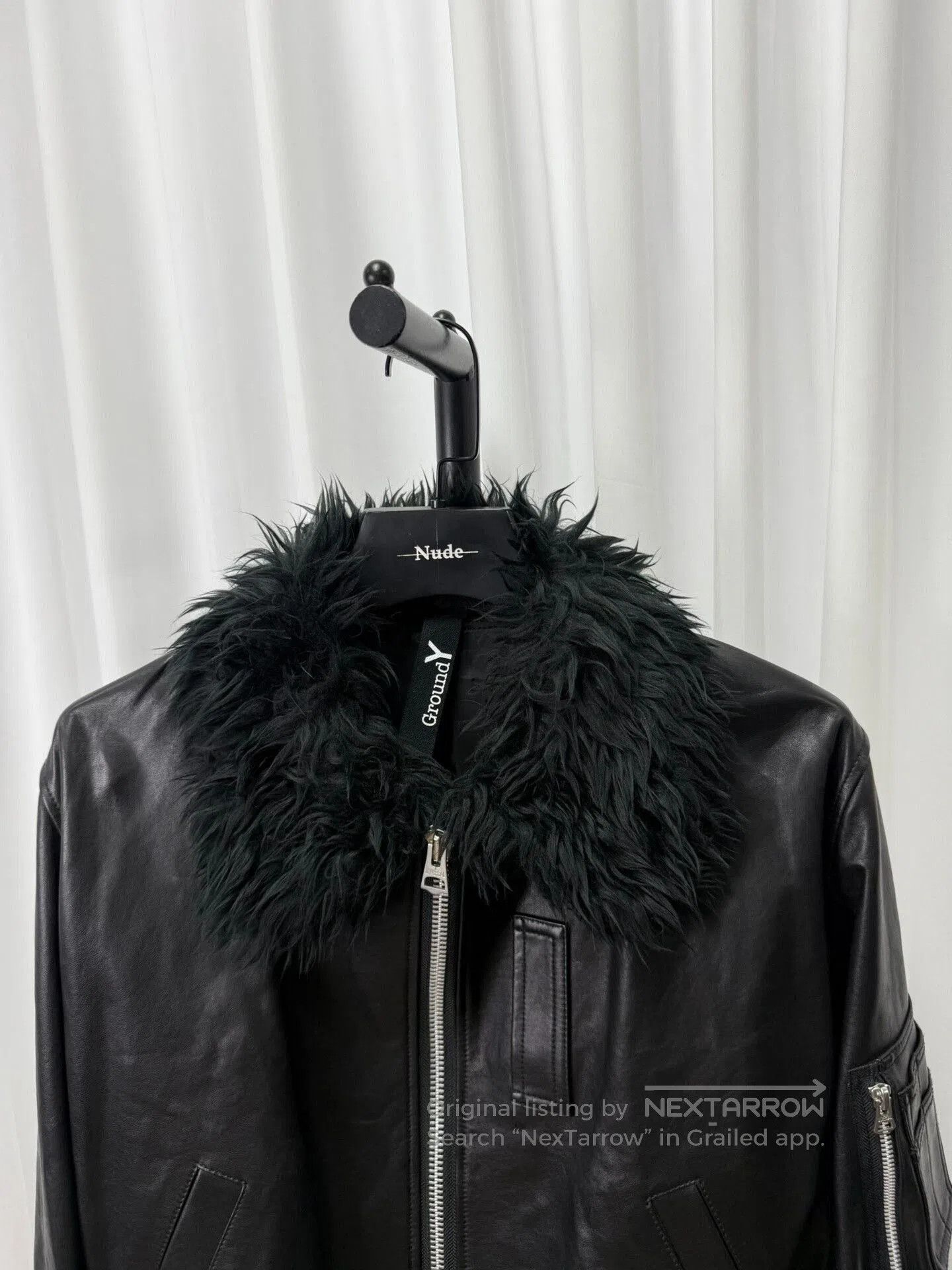 Yohji Yamamoto black shearling collar leather jacket. Size US L / EU 52-54 / 3 - 3 Thumbnail