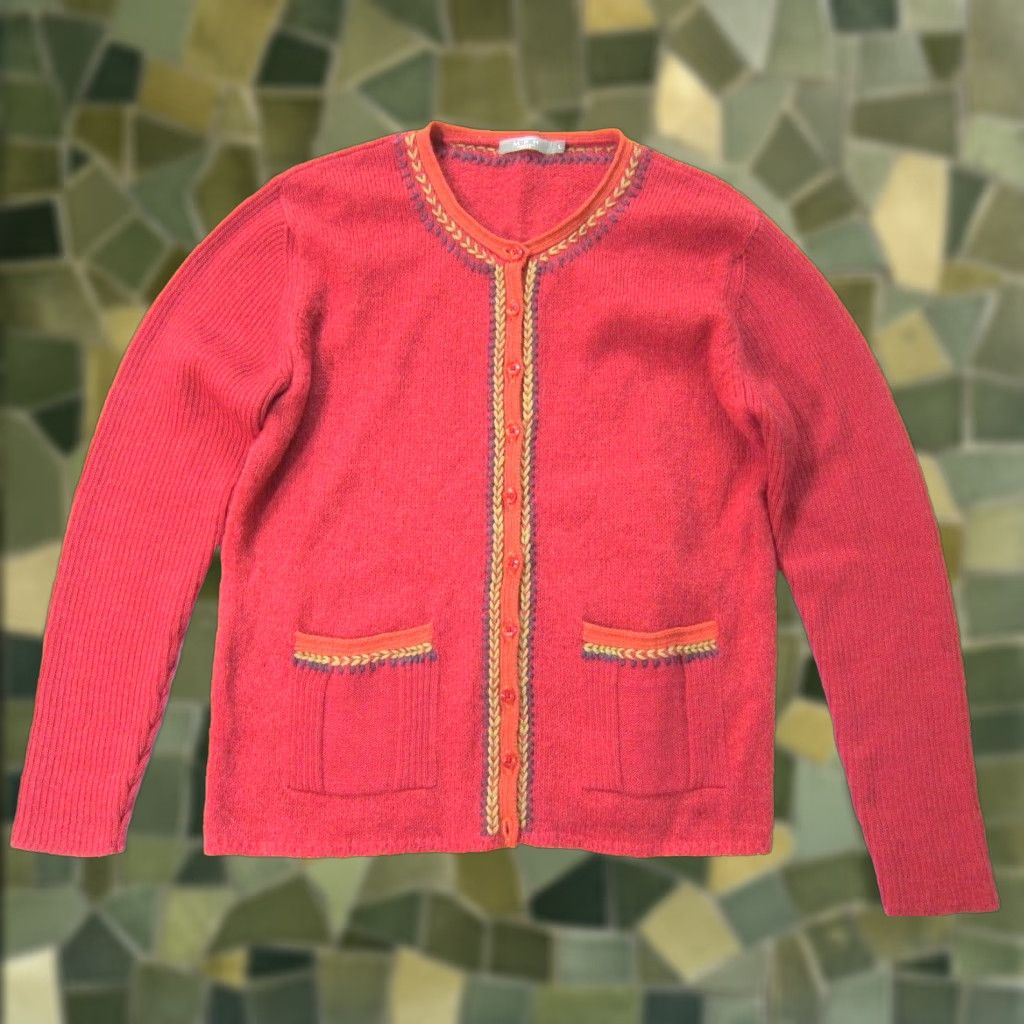 Vintage M F H Knits Cardigan Sweater Red M-L Size M / US 6-8 / IT 42-44 - 1 Thumbnail