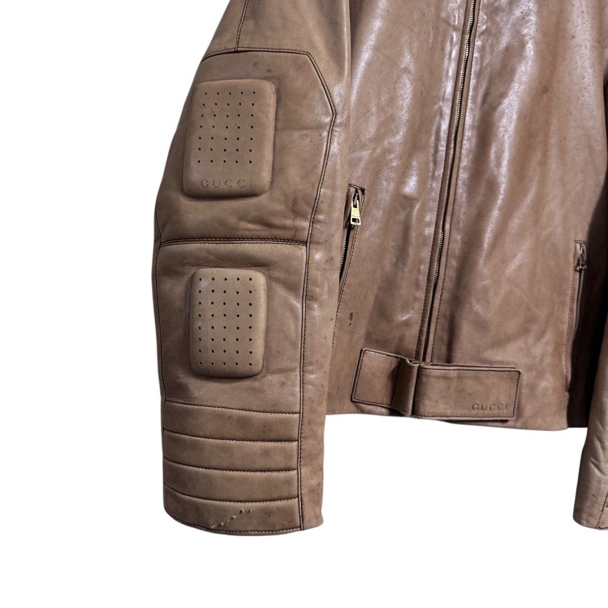 Gucci Gucci By Tom Ford Leather Moto Jacket Patina Size US M / EU 48-50 / 2 - 5 Thumbnail