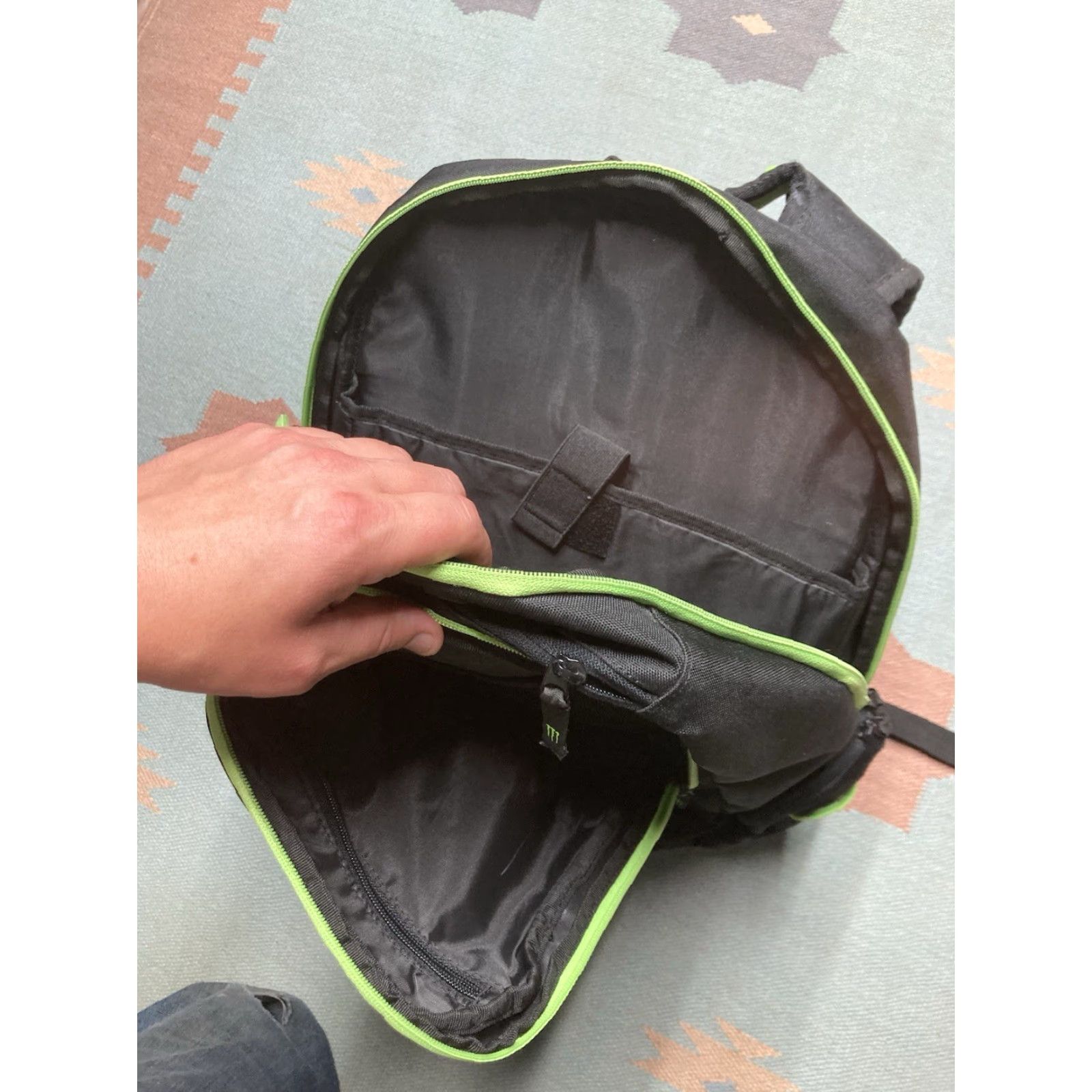 Logo 7 Monster energy Backpack Black Green Logo College School Men Backpack Size ONE SIZE - 4 Thumbnail