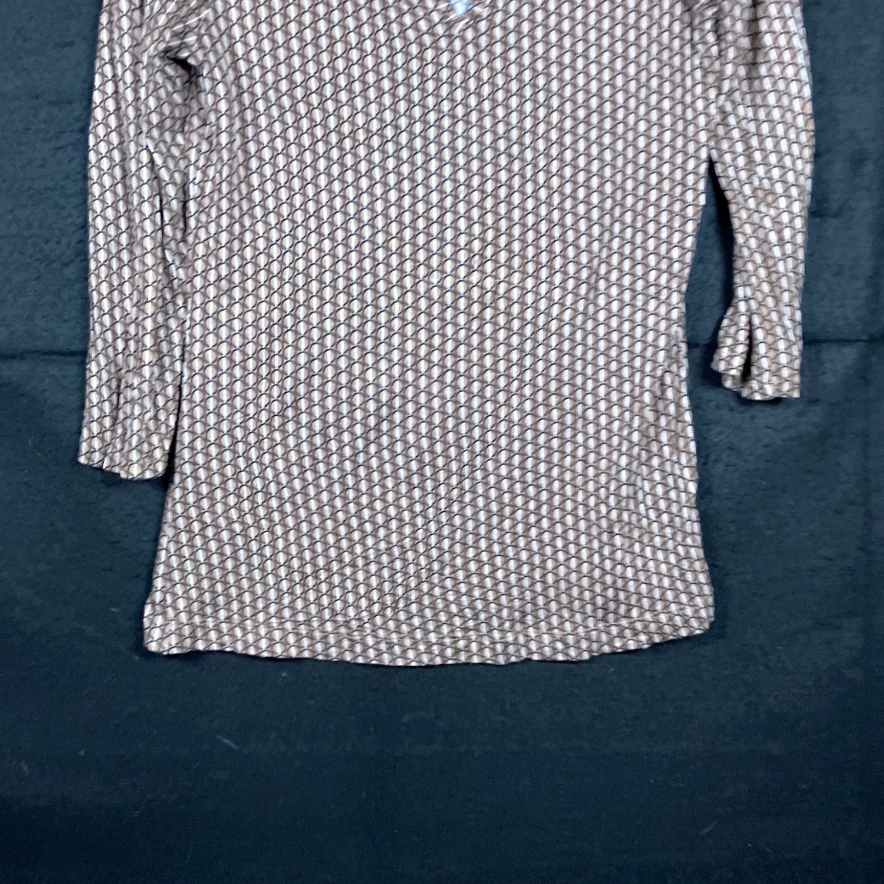Banana Republic Banana Republic Blouse Brown Geometric Pattern 3/4 Sleeve Small Womens Shirt Casual Workwear Size S / US 4 / IT 40 - 3 Thumbnail