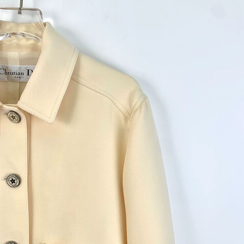Dior Beige wool lapel single-breasted long-sleeved jacket 2