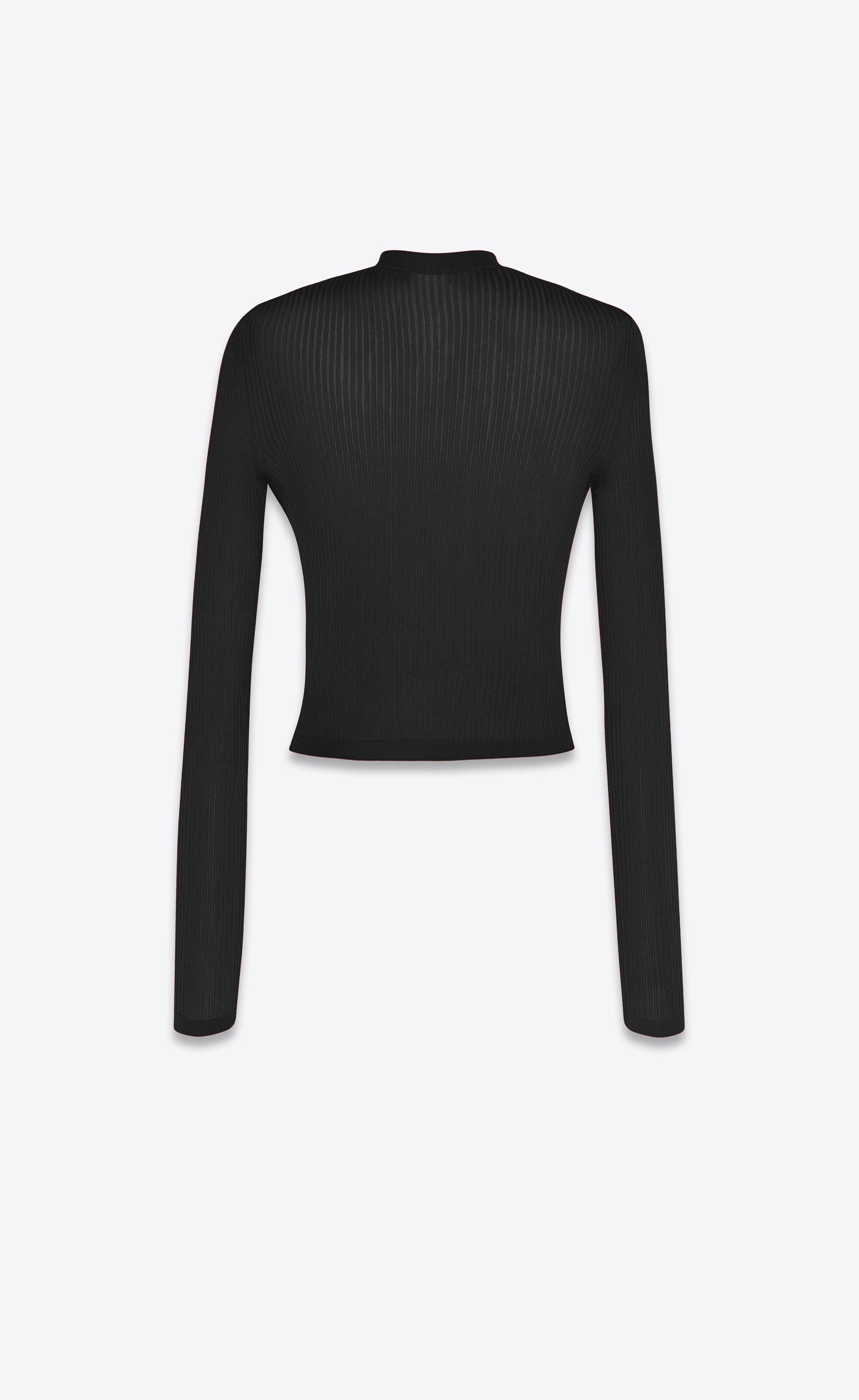 Saint Laurent Paris o1tr1nto0325 699884 Cassandre Top Ribbed Knit Sweater Black Size XL / US 12-14 / IT 48-50 - 2 Thumbnail