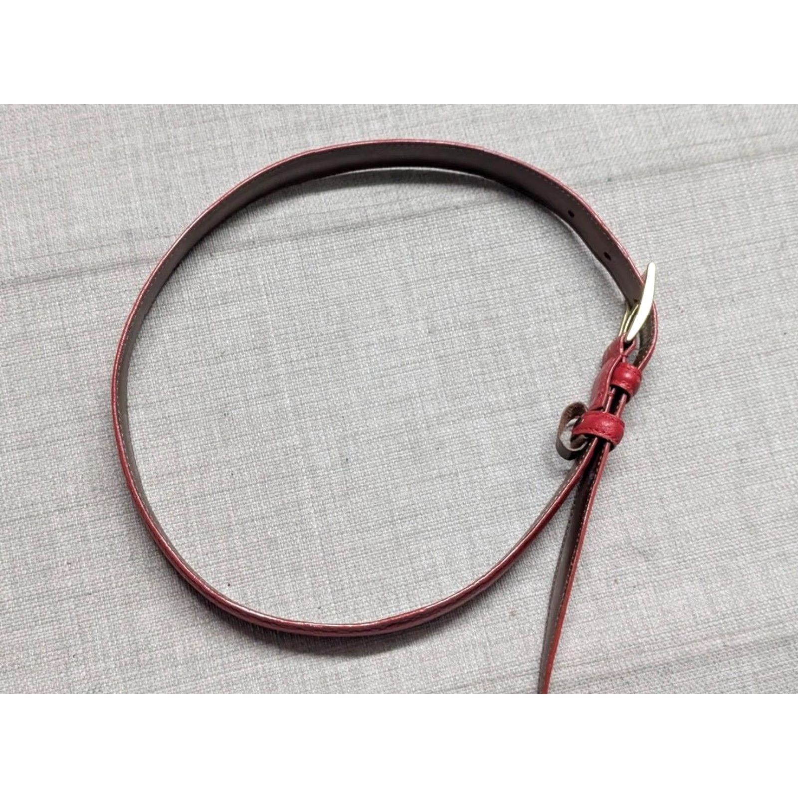 Dooney & Bourke VINTAGE Dooney & Bourke belt red leather brass buckle USA made belt Women 26 One Size Size ONE SIZE - 3 Thumbnail