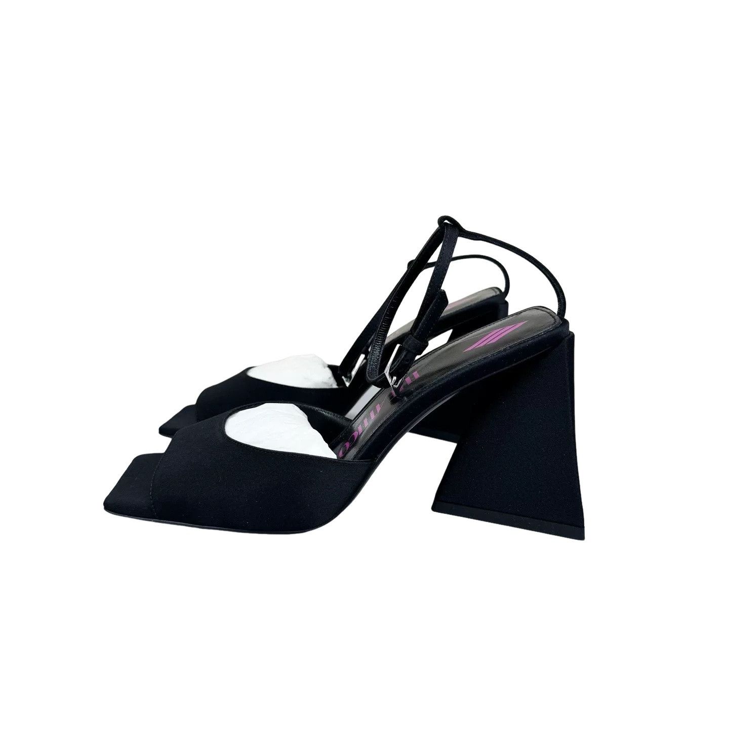 The Attico The Attico Black Satin Pyramid Heel Sandals Size 37 Size US 7 / IT 37 - 1 Thumbnail