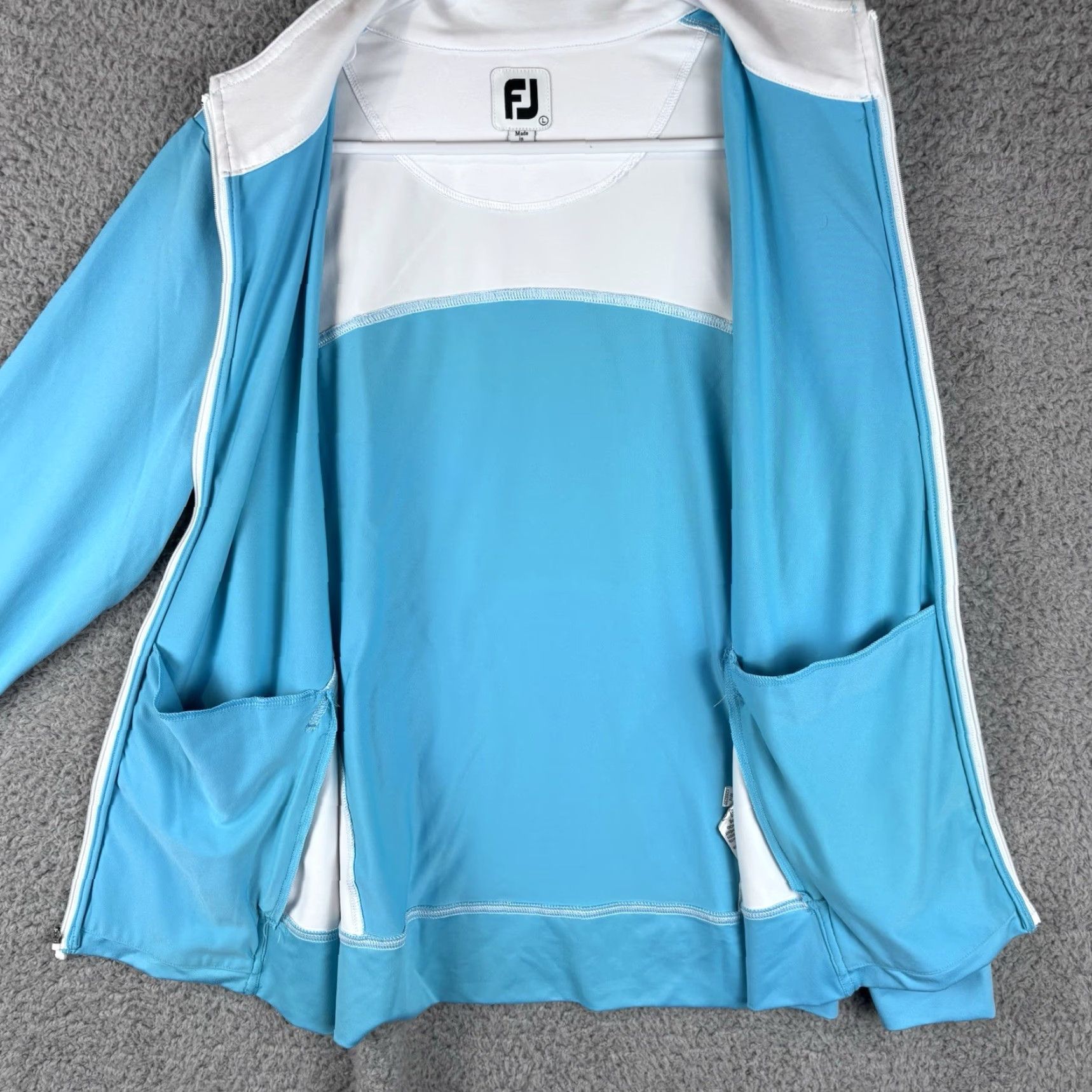 Footjoy Footjoy FJ Golf Jacket Womens L Light Blue Full Zip Pockets Performance Size L / US 10 / IT 46 - 3 Thumbnail