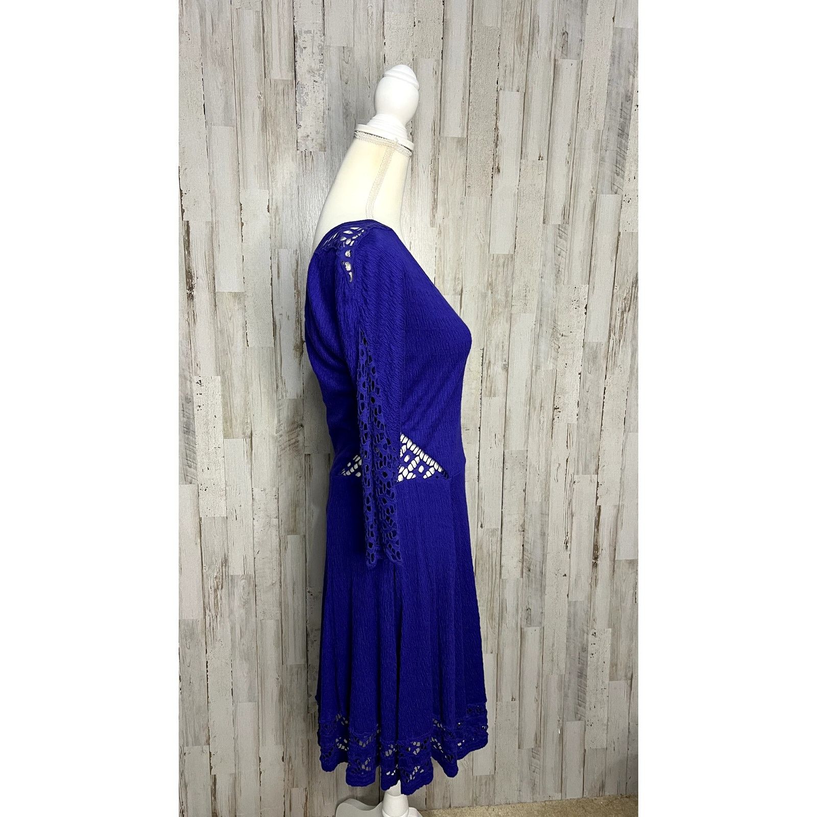 Free People Free People Women's Blue Knee Length Dress Medium Bohemian Size M / US 6-8 / IT 42-44 - 3 Thumbnail