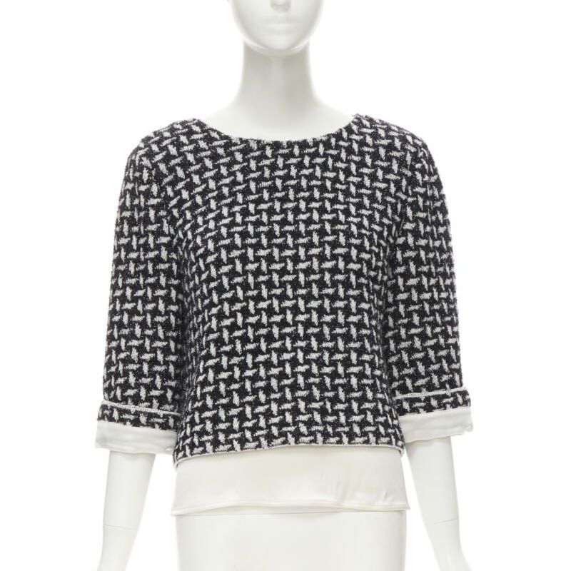 Other ST JOHN COUTURE metallic black white lattice crystal buttons layered top US6 M Size XS / US 0-2 / IT 36-38 - 1 Thumbnail