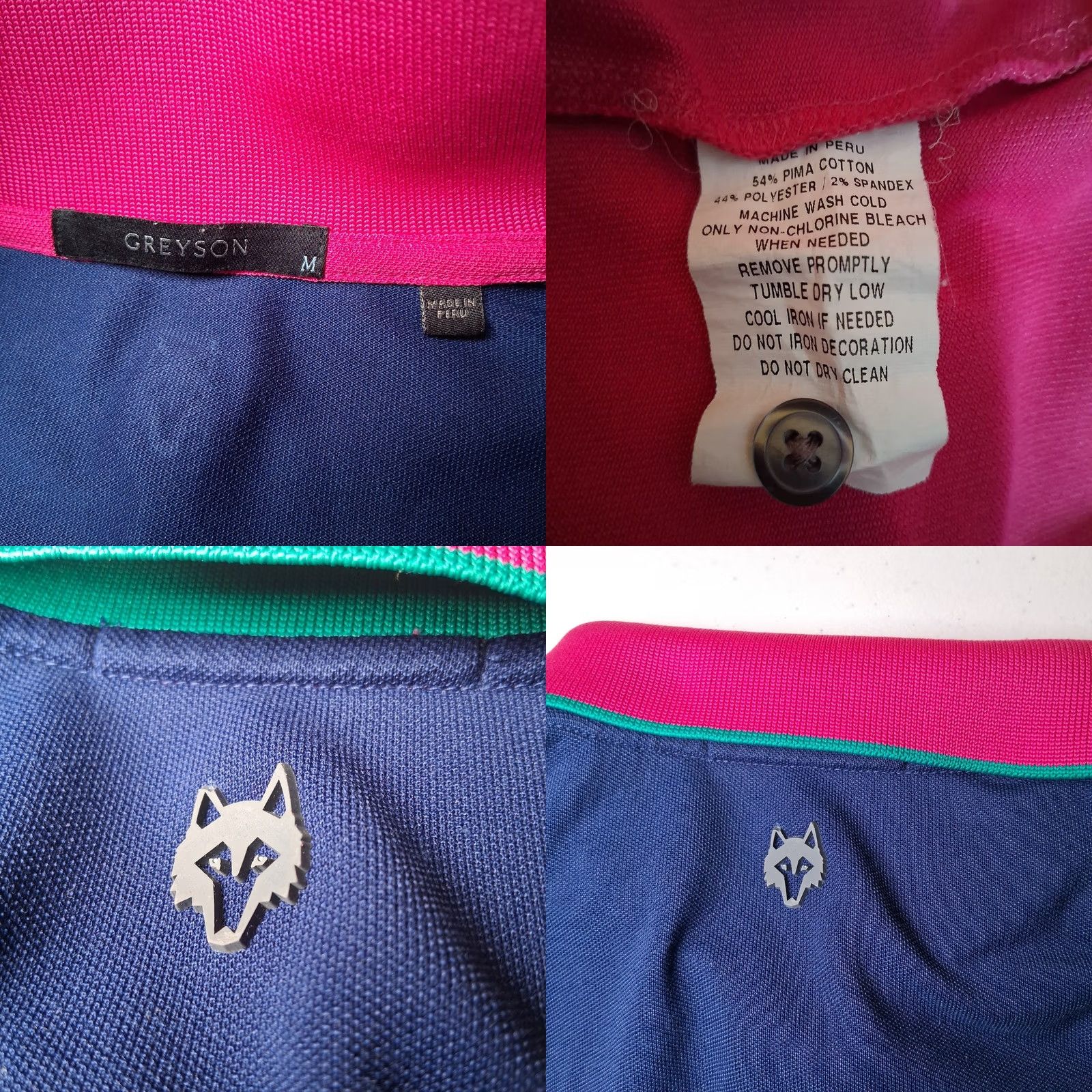 Vintage Greyson Polo Shirt Men M Woven Pima Cotton Blend Pink Blue Striped Golf Golfing Size US M / EU 48-50 / 2 - 8 Thumbnail