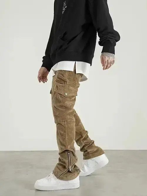 VIBE zipper flared corduroy cargo pants Size US 30 / EU 46 - 4 Thumbnail