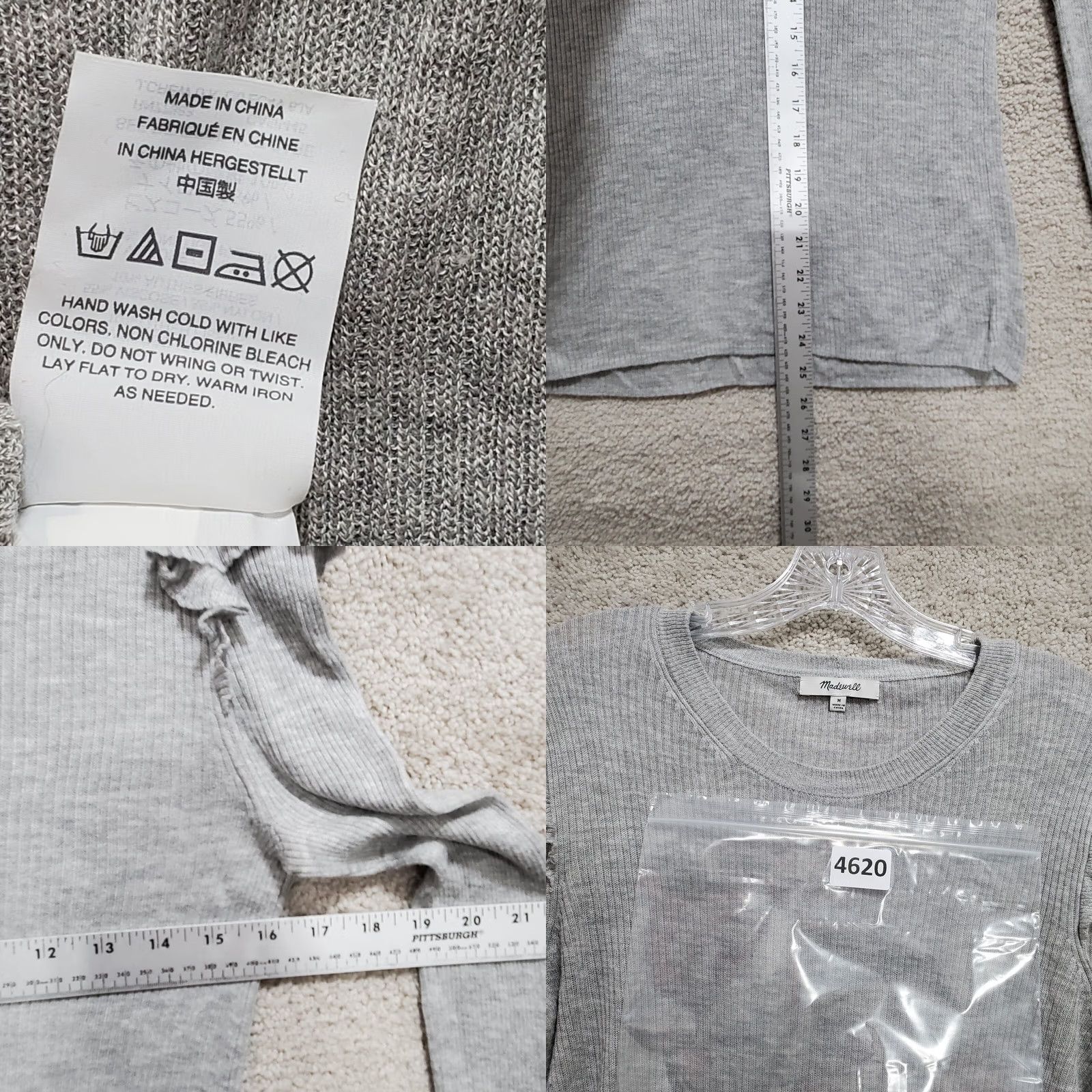 Madewell Madewell Classic Ribbed Knit Blouse - Medium Gray Size M / US 6-8 / IT 42-44 - 9 Thumbnail