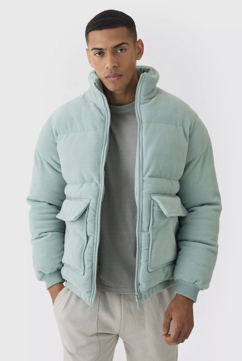 Boohoo Boohoo FLEECE NECK PUFFER JACKET Sage Size L Size US L / EU 52-54 / 3 - 1 Thumbnail