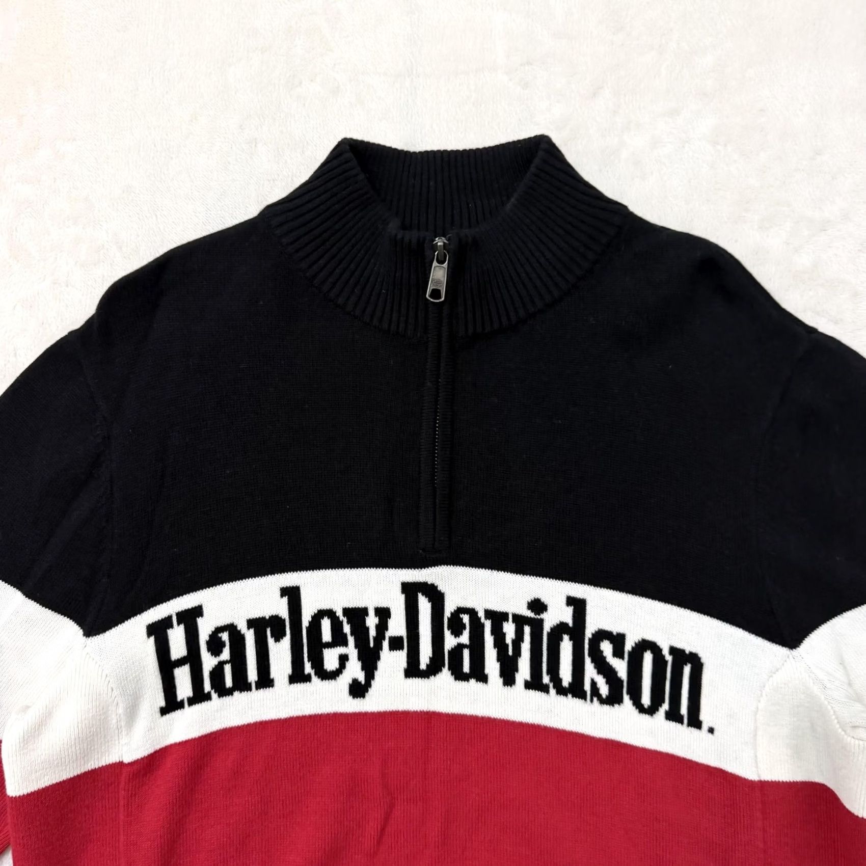 Harley Davidson Harley-Davidson Sweater Men Large Multicolor 1/4 Zip Mock Neck Knit Graphic Print Striped Long Sleeve Size US L / EU 52-54 / 3 - 2 Thumbnail