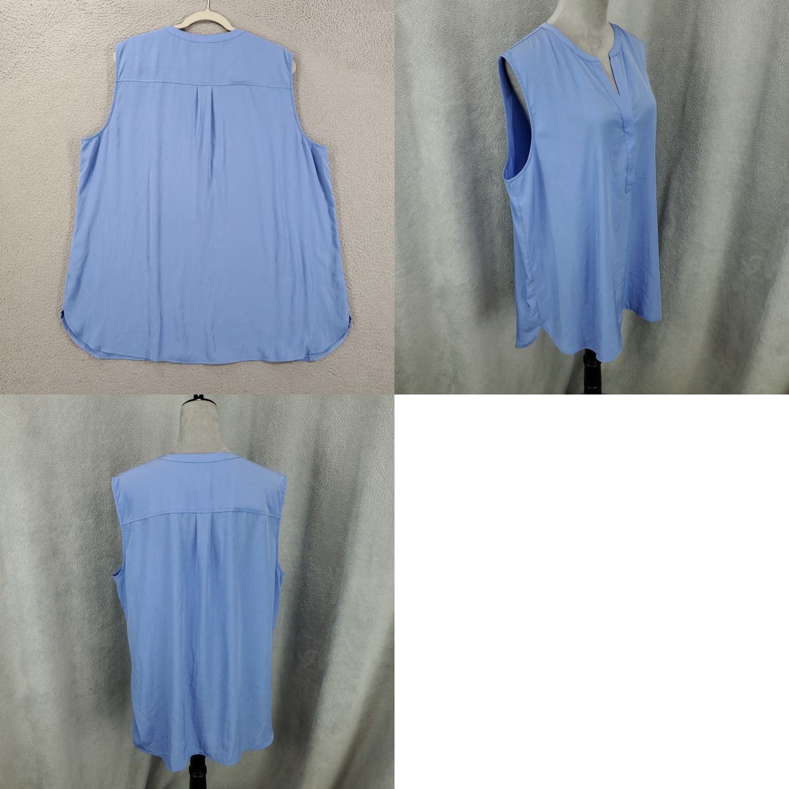 Vintage Chicos Womens Top Sleeveless V-Neck Periwinkle Blue 2XL Lightweight Polyester Blouse Shirt Tank Casual Business Travel Size XXL / US 16-18 / IT 52-54 - 8 Thumbnail