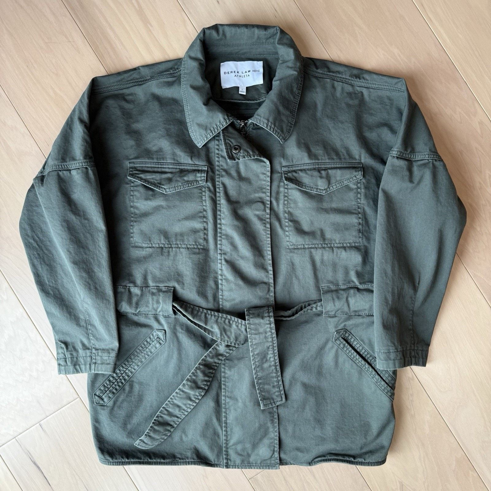 Athleta Athleta Greenwich Jacket Large Green Full Zip Military Size L / US 10 / IT 46 - 2 Thumbnail