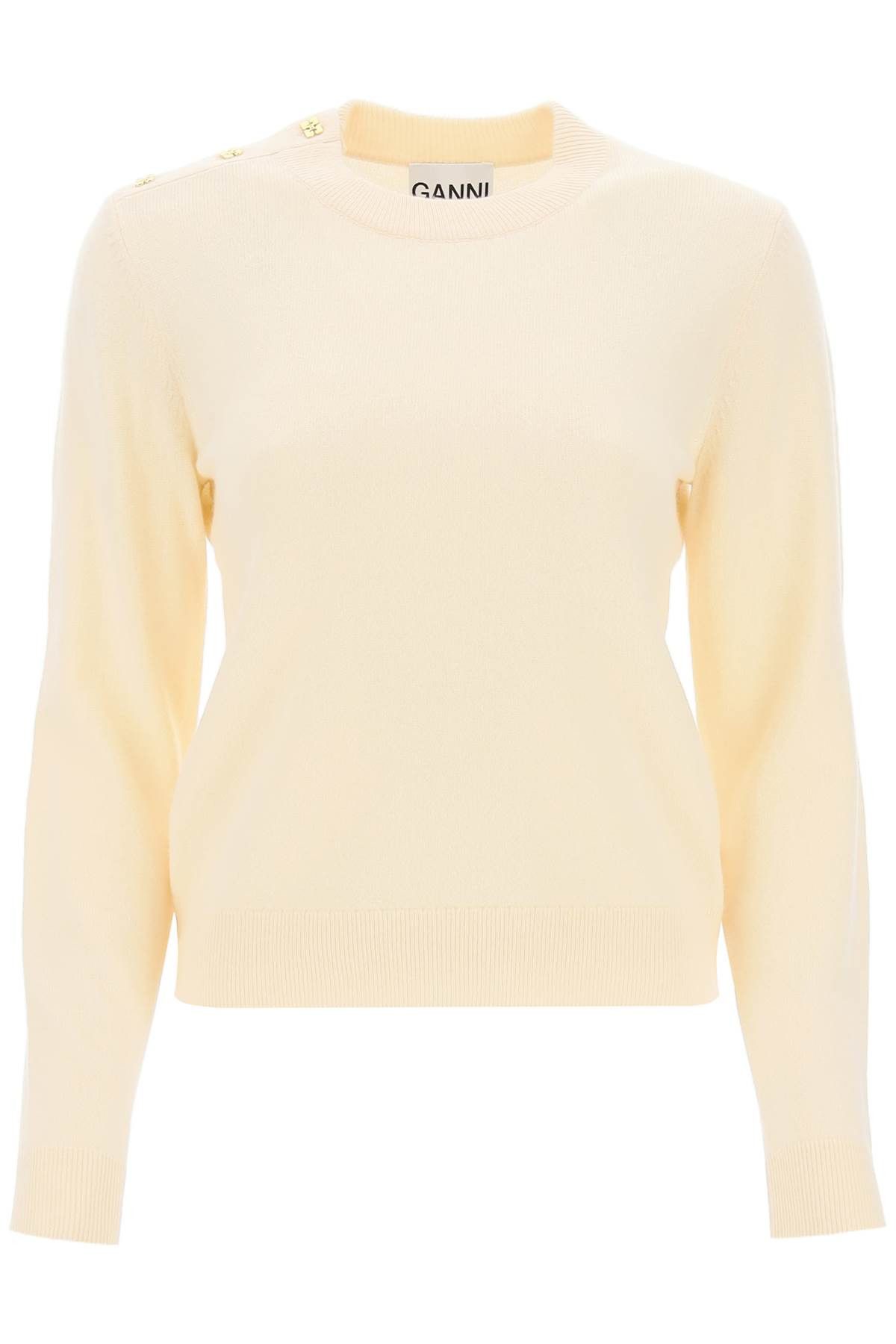 image of Ganni Sweater With Ganni Butterfly Buttons Size S For Women in Beige