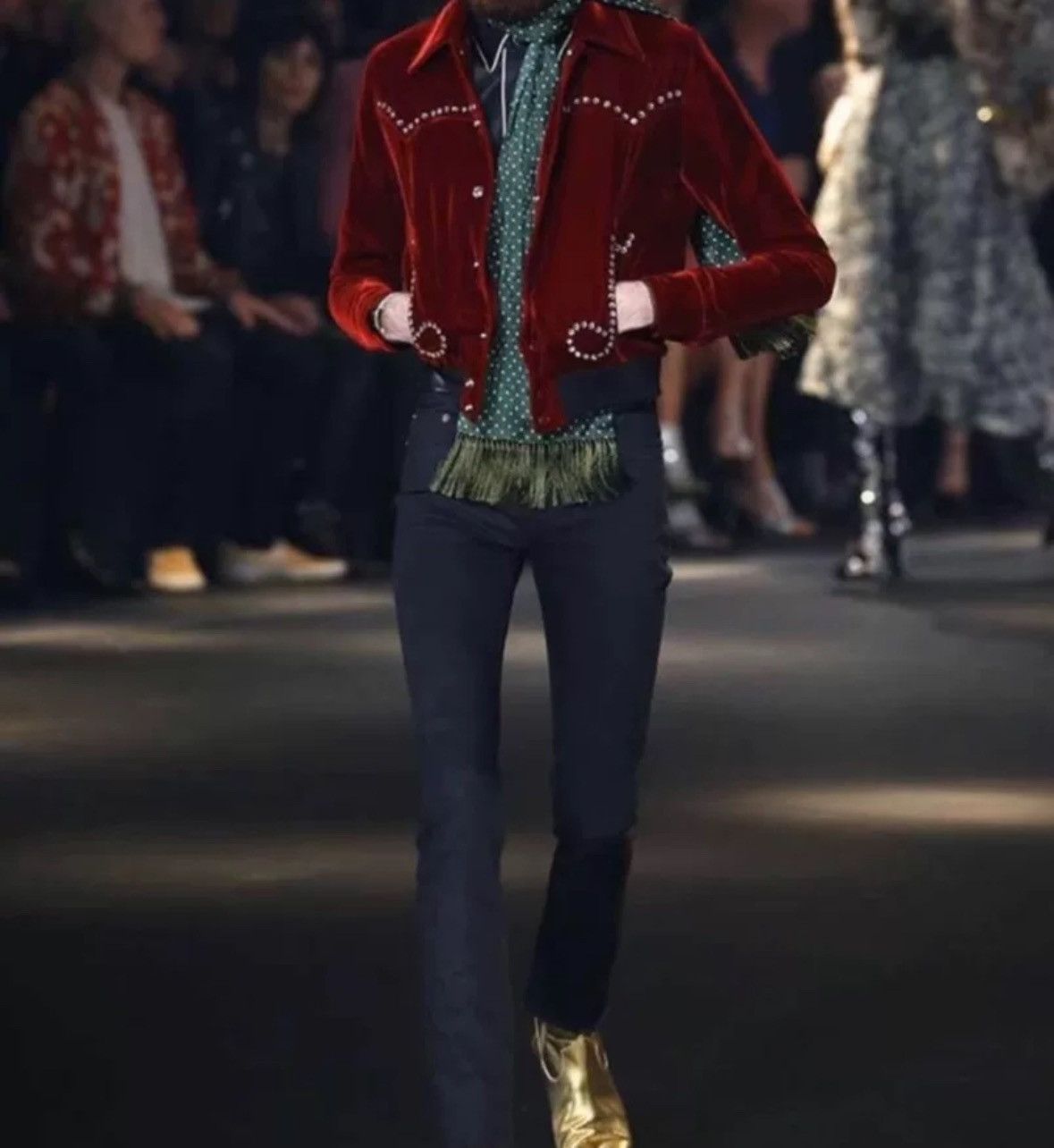 Saint Laurent Paris × Yves Saint Laurent Saint Laurent slp16FW wine red jacket 2412-Nextarrow Size US S / EU 44-46 / 1 - 7 Thumbnail