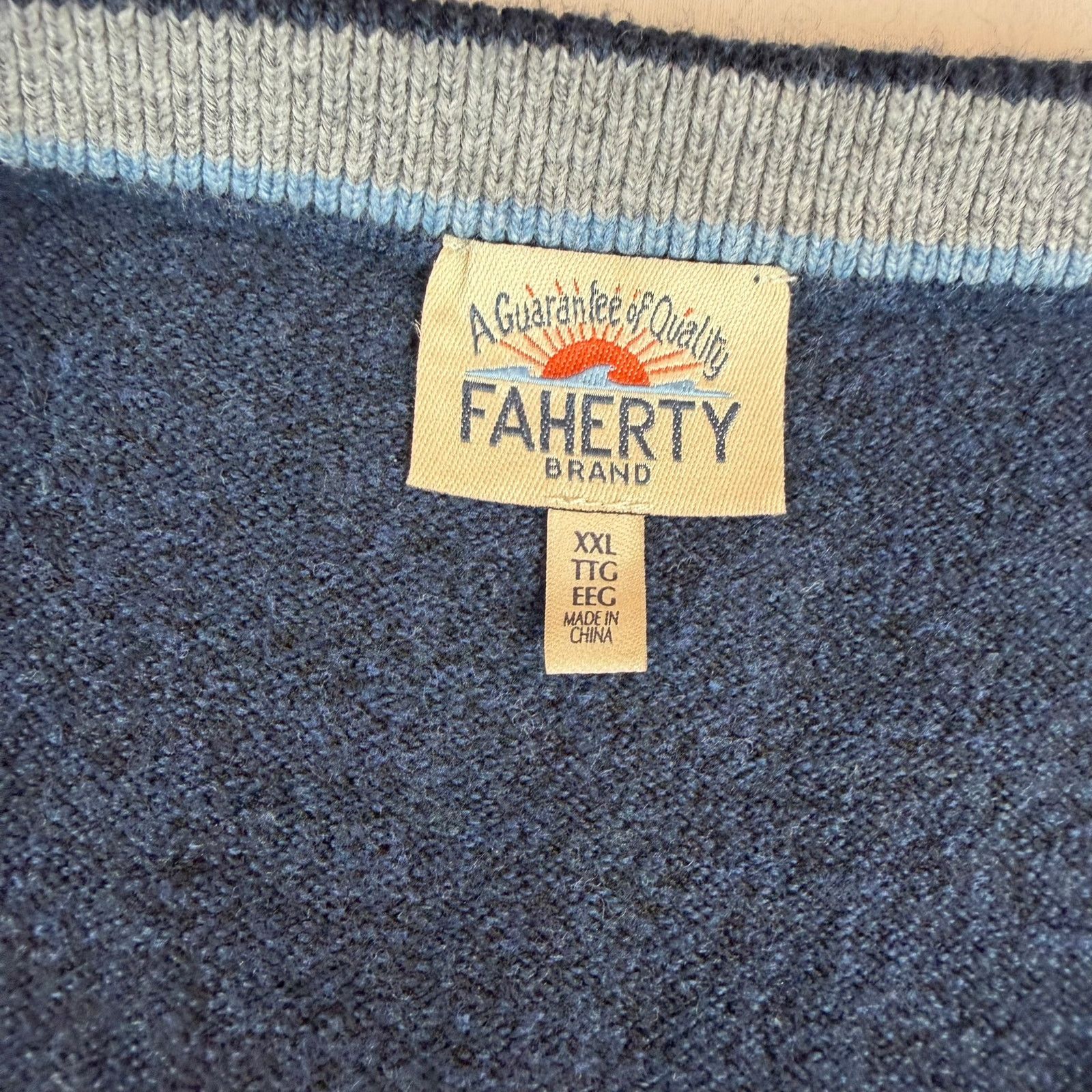 Faherty Faherty Blue Crewneck Sweater XXL Organic Cotton Size US XXL / EU 58 / 5 - 3 Thumbnail