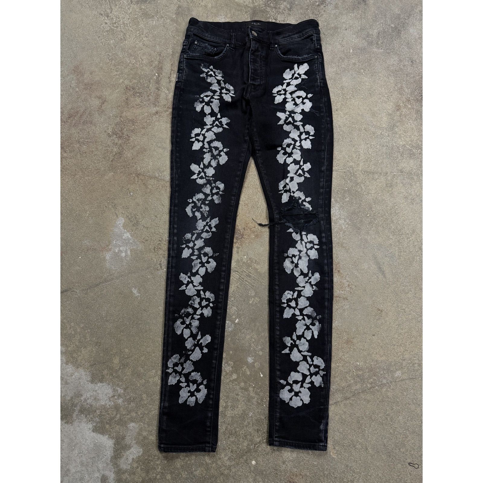 Amiri Amiri Thrasher Floral Jeans Black Used 32 Size US 32 / EU 48 - 1 Thumbnail