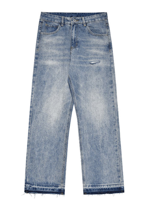 Japanese Brand × Jean Street washed straight loose versatile ripped jeans Size US 32 / EU 48 - 5 Thumbnail