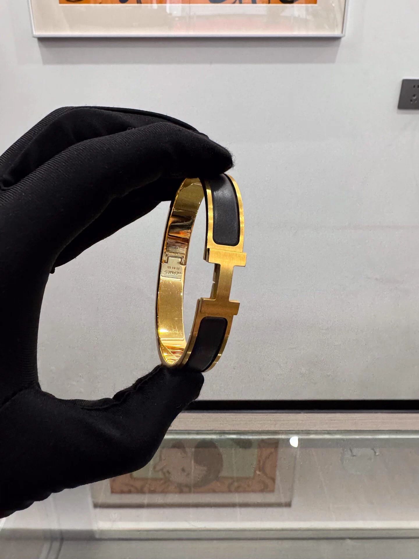 Hermes Hermes Clic H Black Enamel H Gold Bangle T4 99 New Size ONE SIZE - 3 Thumbnail
