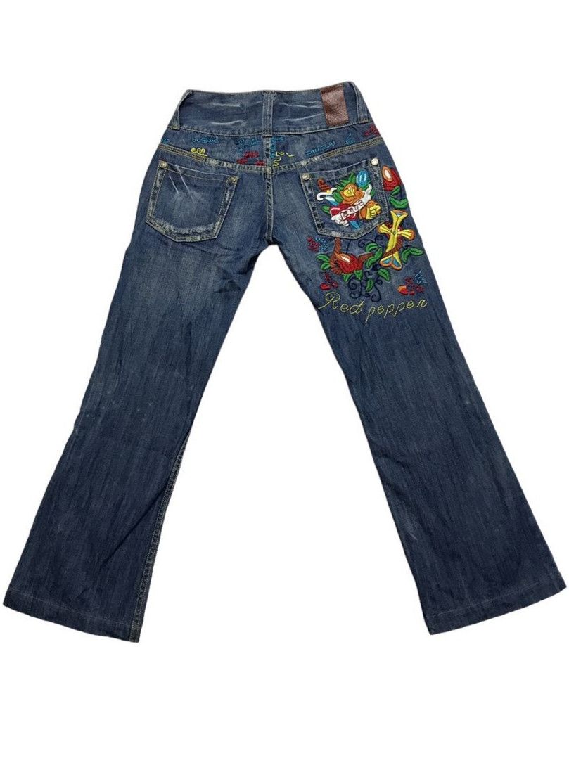 Japanese Brand Red Pepper Embroidery Jeans Size 27" / US 4 / IT 40 - 1 Thumbnail