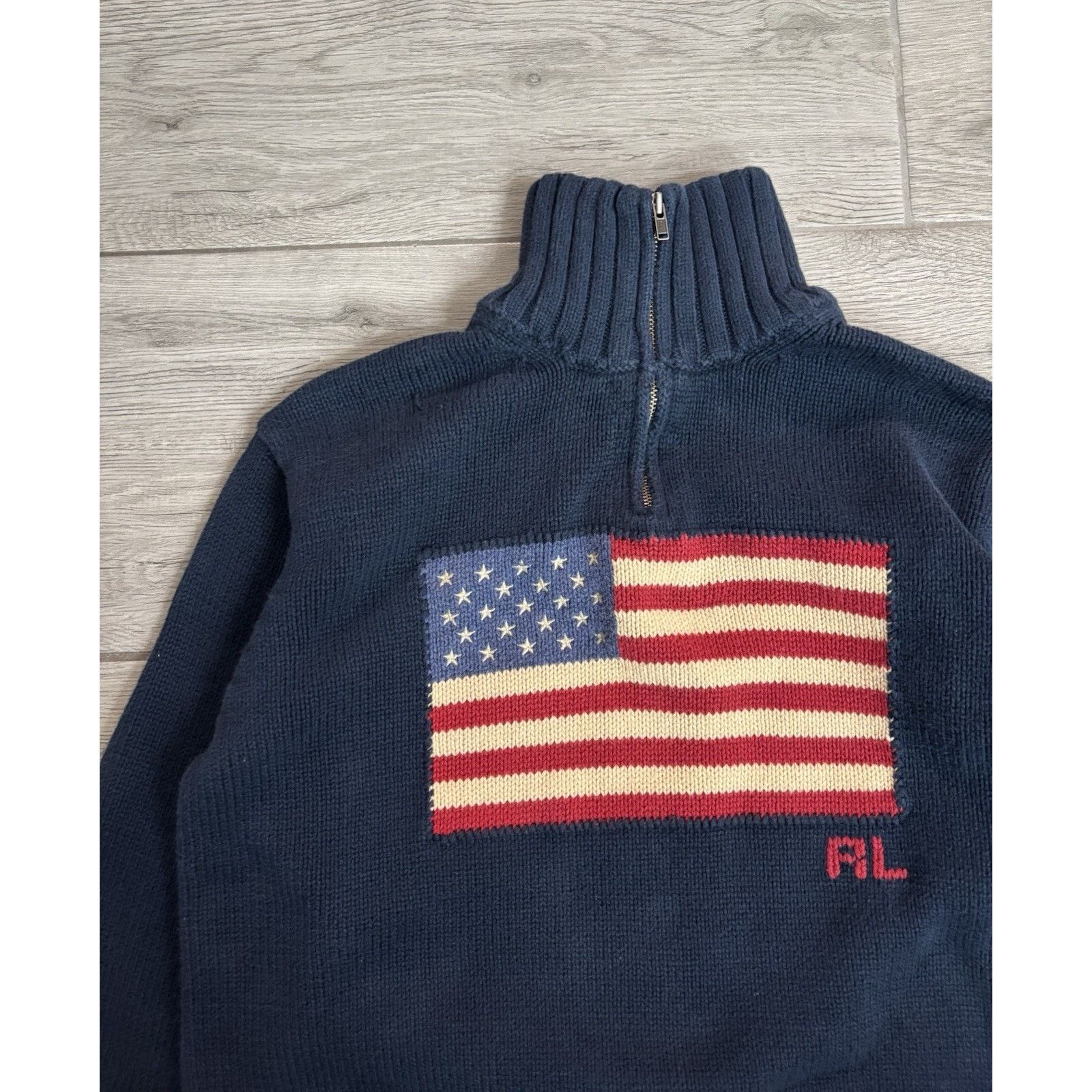 Ralph Lauren Vintage Polo Ralph Lauren Knit 1/4 Zip USA Flag Youth M Size M / US 6-8 / IT 42-44 - 3 Thumbnail
