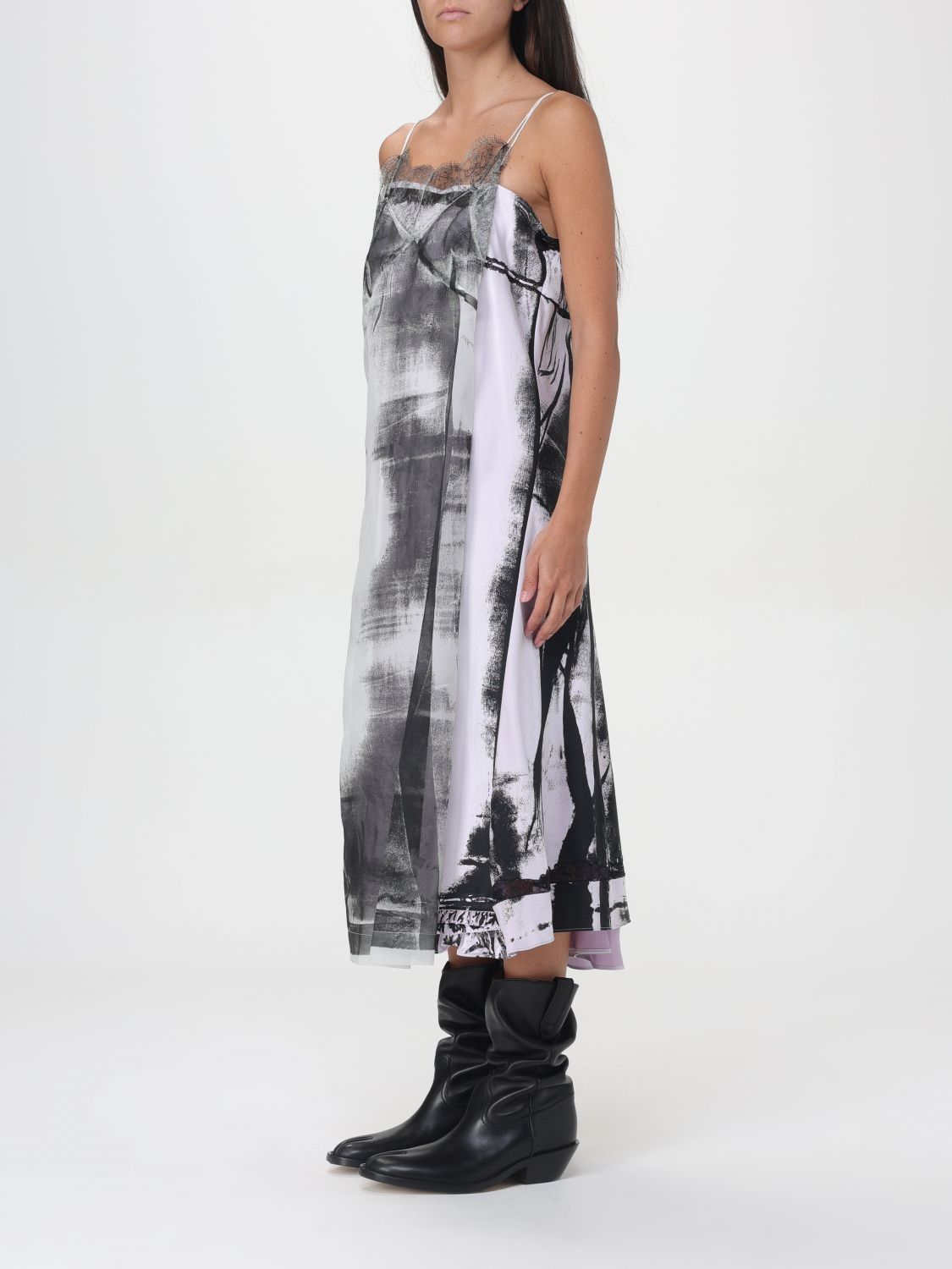 Maison Margiela o1y0625 Midi Dress in White/Gray Size XS / US 0-2 / IT 36-38 - 3 Thumbnail