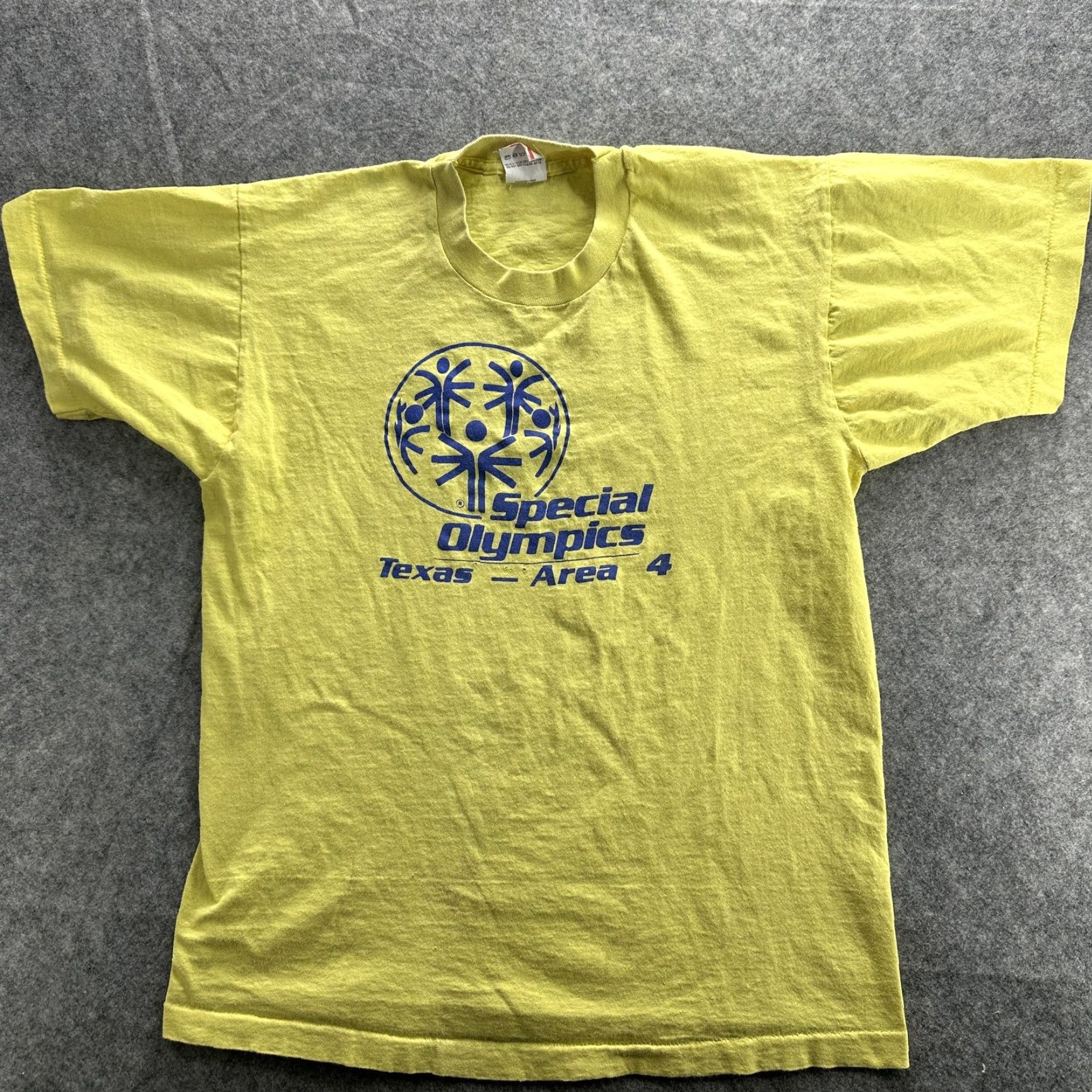 Fruit Of The Loom VINTAGE Special Olympics T-Shirt Mens Large Yellow 90s Fruit of the Loom Texas Area 4 Sports Size US L / EU 52-54 / 3 - 2 Thumbnail