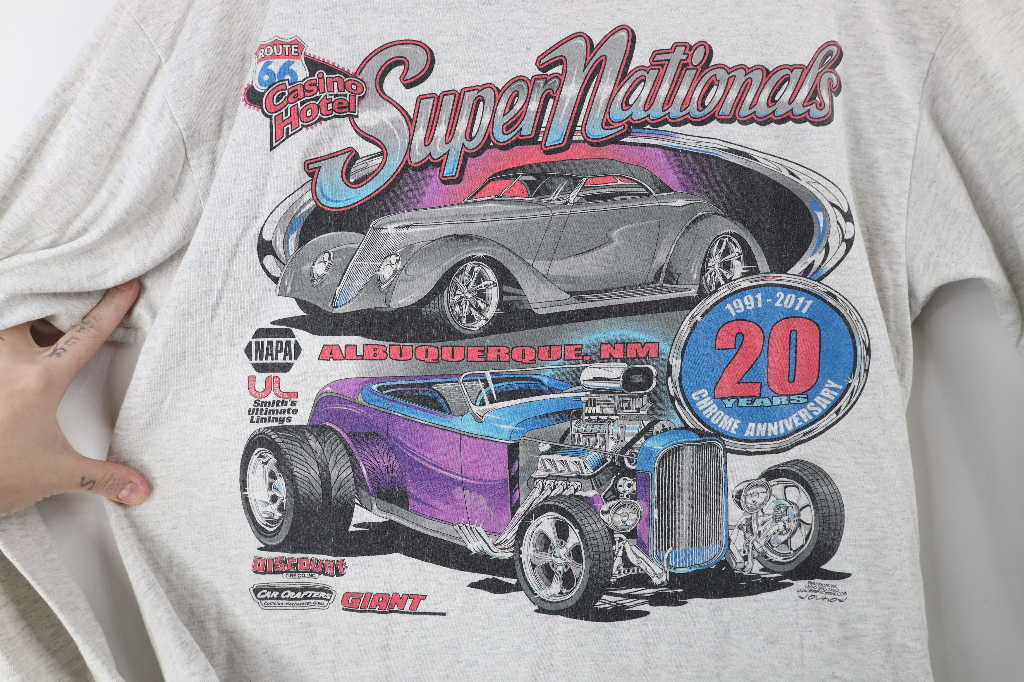 Vintage Vintage Y2K Route 66 Super Nationals Hot Rod Car T-Shirt Size US L / EU 52-54 / 3 - 4 Thumbnail