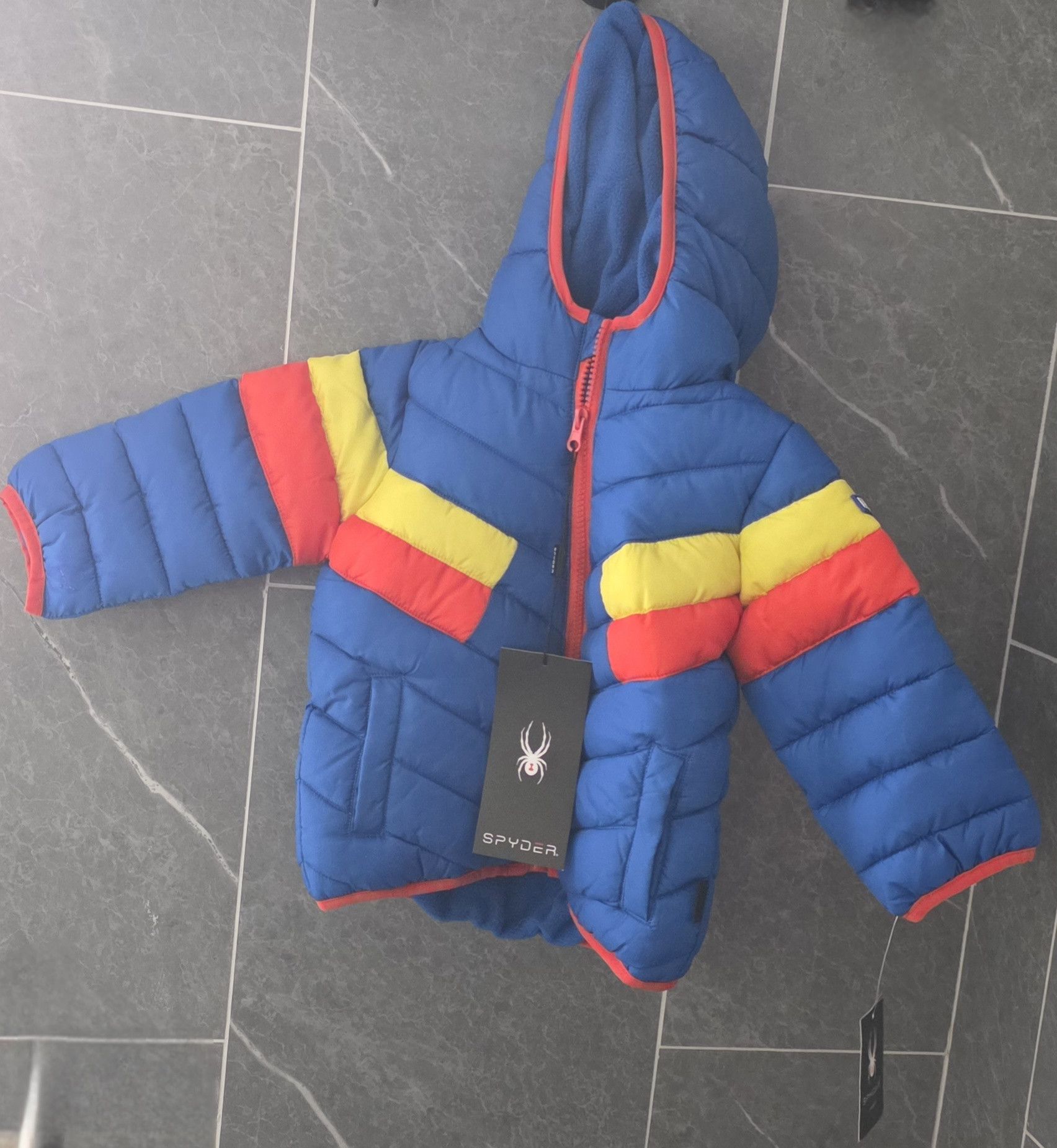 Spyder NWT Spyder Infant Boys Puffer Jacket Blue Stripe 18 Mo Size US XXS / EU 40 - 1 Thumbnail