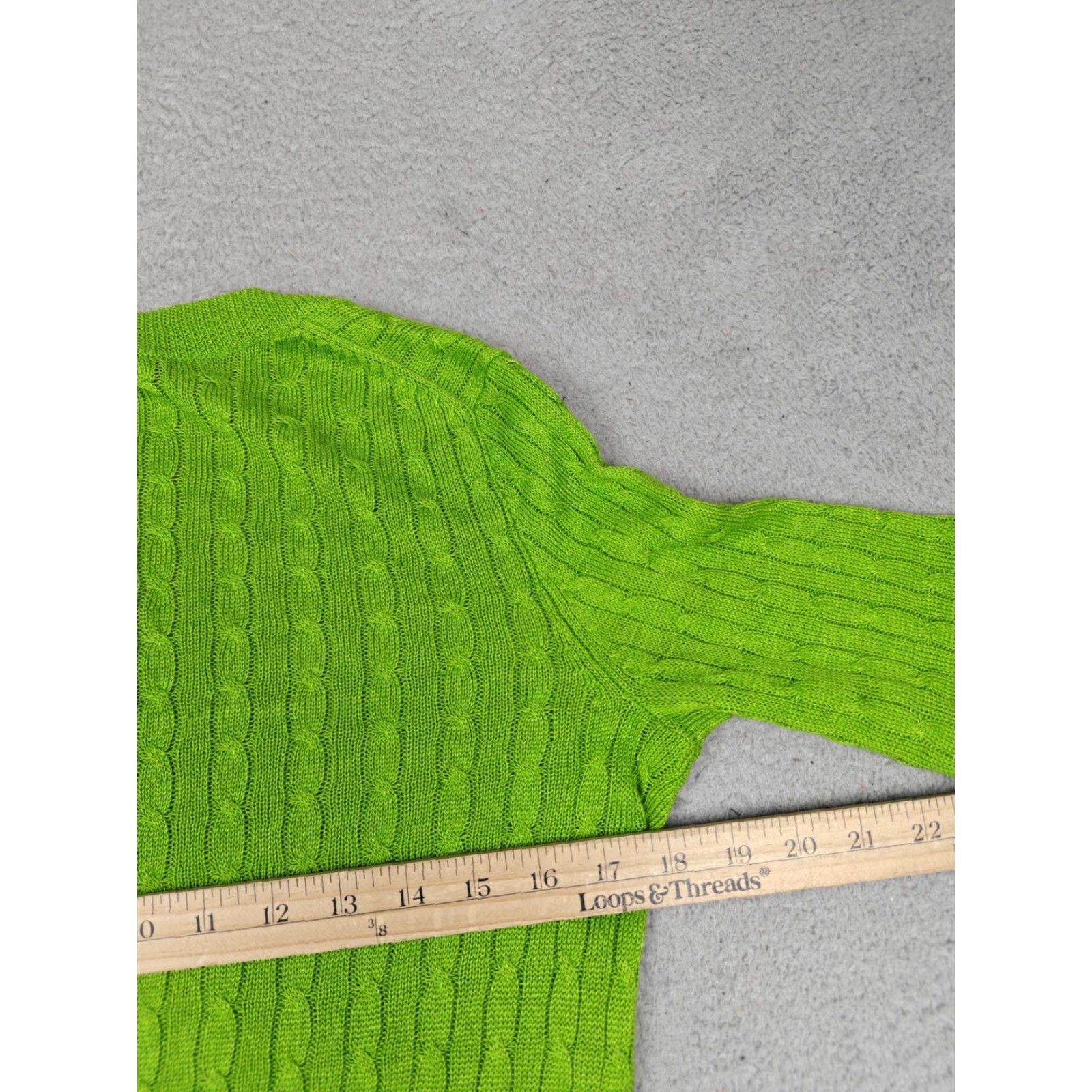 J.Crew J.CREW Sweater Womens Small Lime Green 100% Linen Cable-Knit V-Neck Pullover Shirt Size S / US 4 / IT 40 - 5 Thumbnail