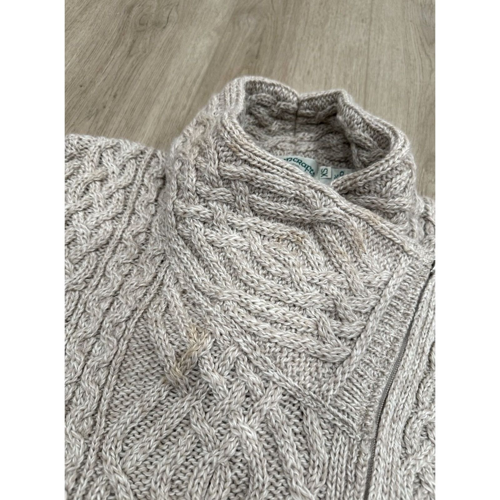 Vintage NWT Aran Crafts Sweater XS Women's 100% Merino Wool Cable-Knit Full Zip Tan NWT Aran Crafts Size XS / US 0-2 / IT 36-38 - 5 Thumbnail