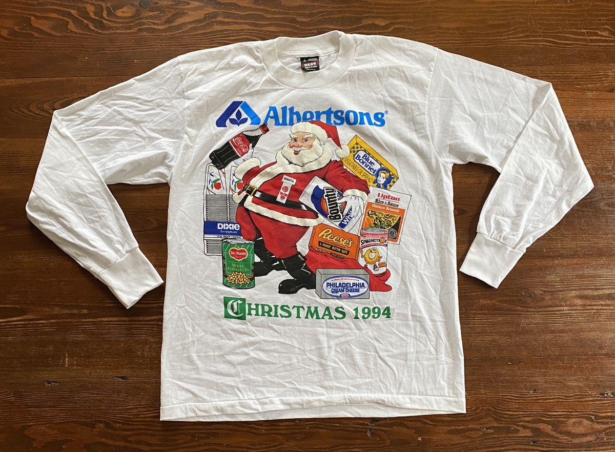 Vintage 1994 Albertsons Grocery Santa Xmas Single Stitch Tee
