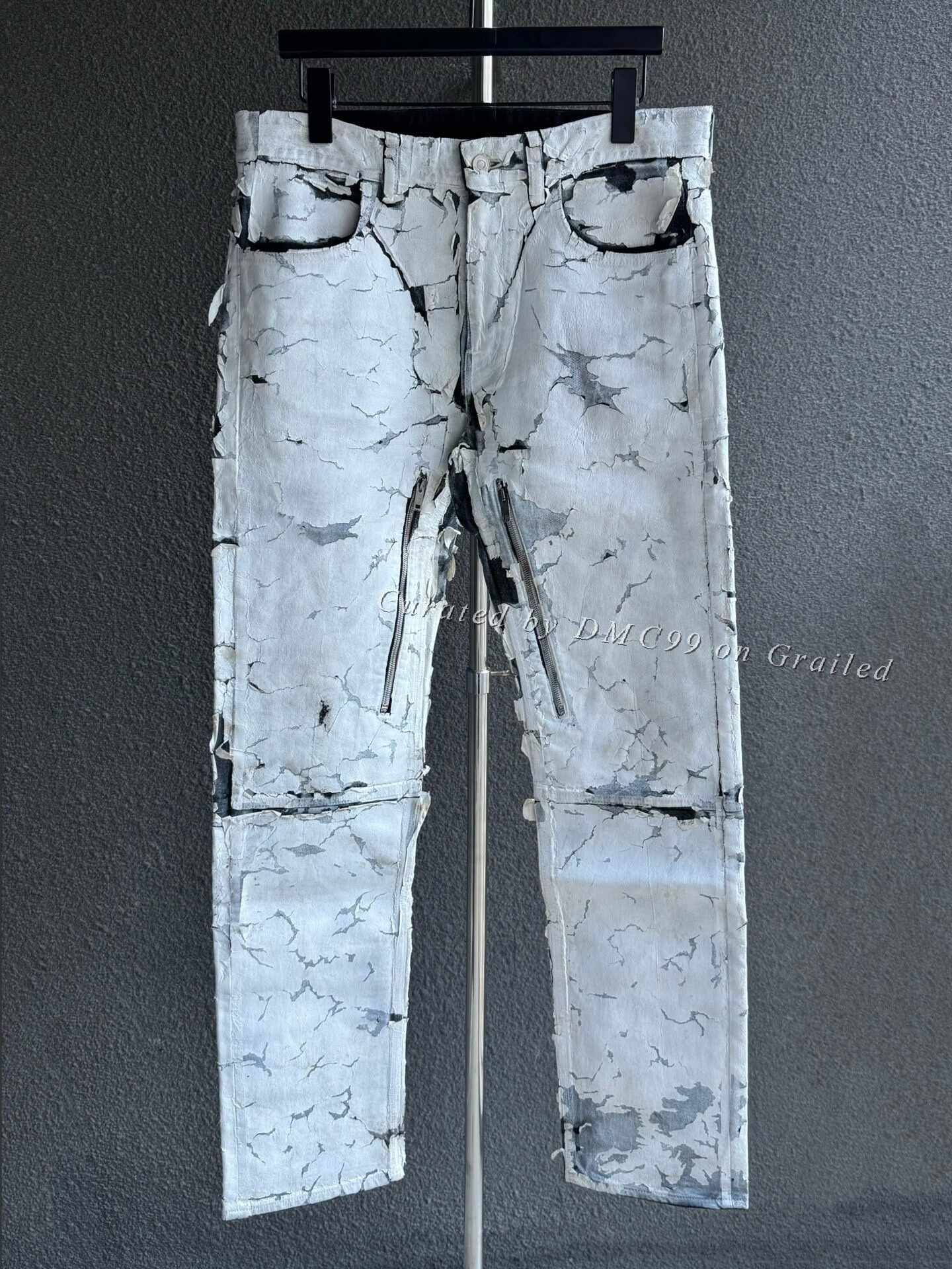 Givenchy × MMW Givenchy White Crackled Zip Jeans | Grailed