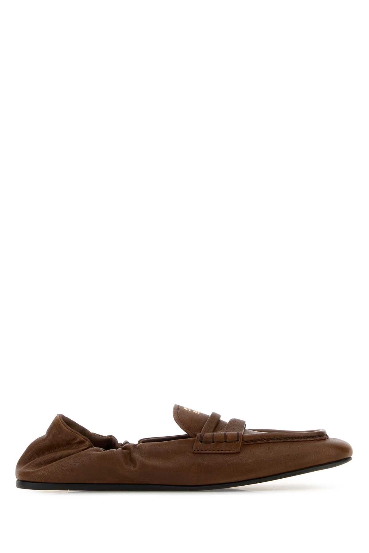 Miu Miu Brown Nappa Leather Ruches Loafers Size US 11 / IT 41 - 1 Thumbnail