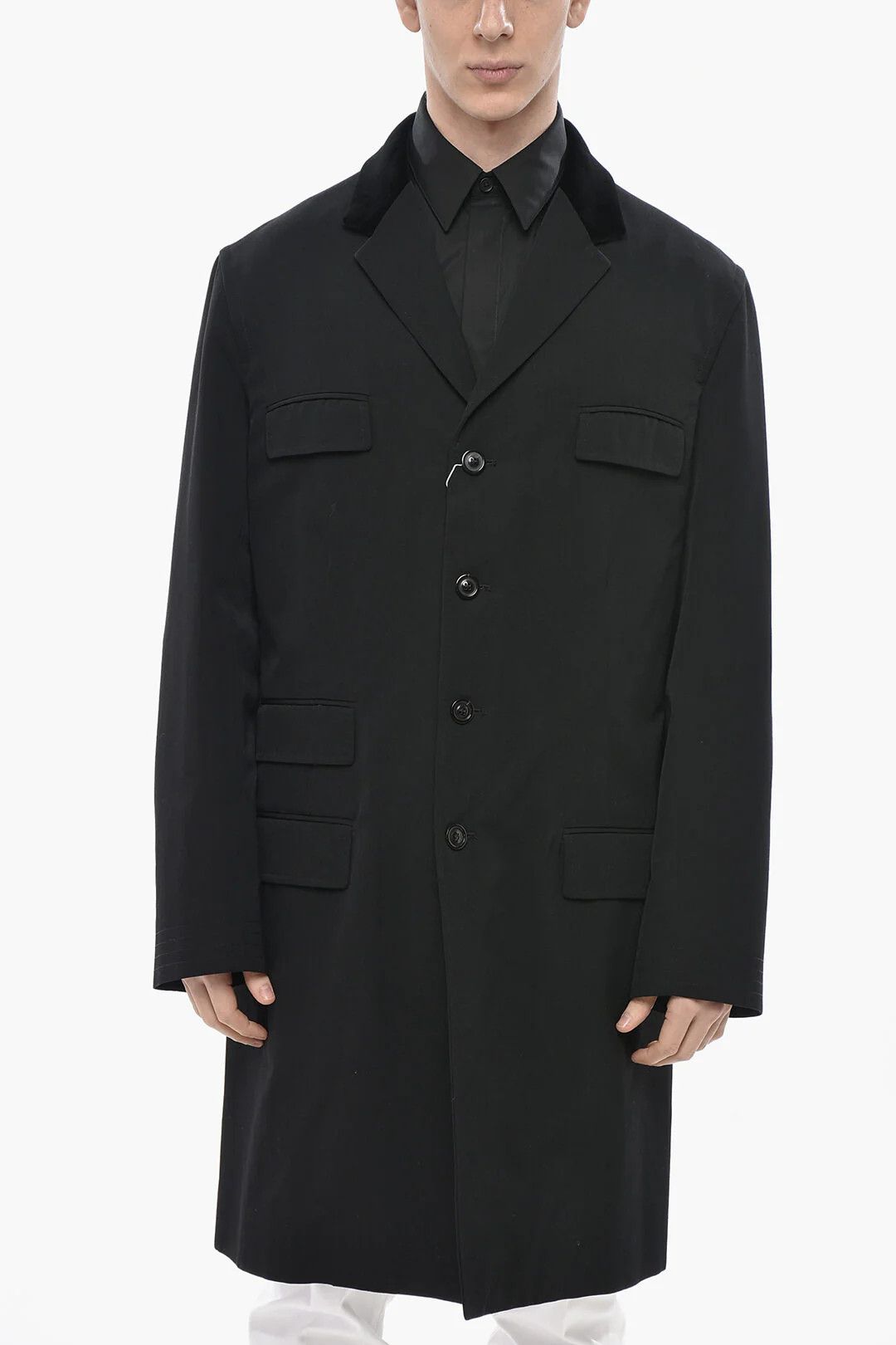 Maison Margiela og1mm0326 Wool-Blend Coat in Black Size US M / EU 48-50 / 2 - 1 Thumbnail