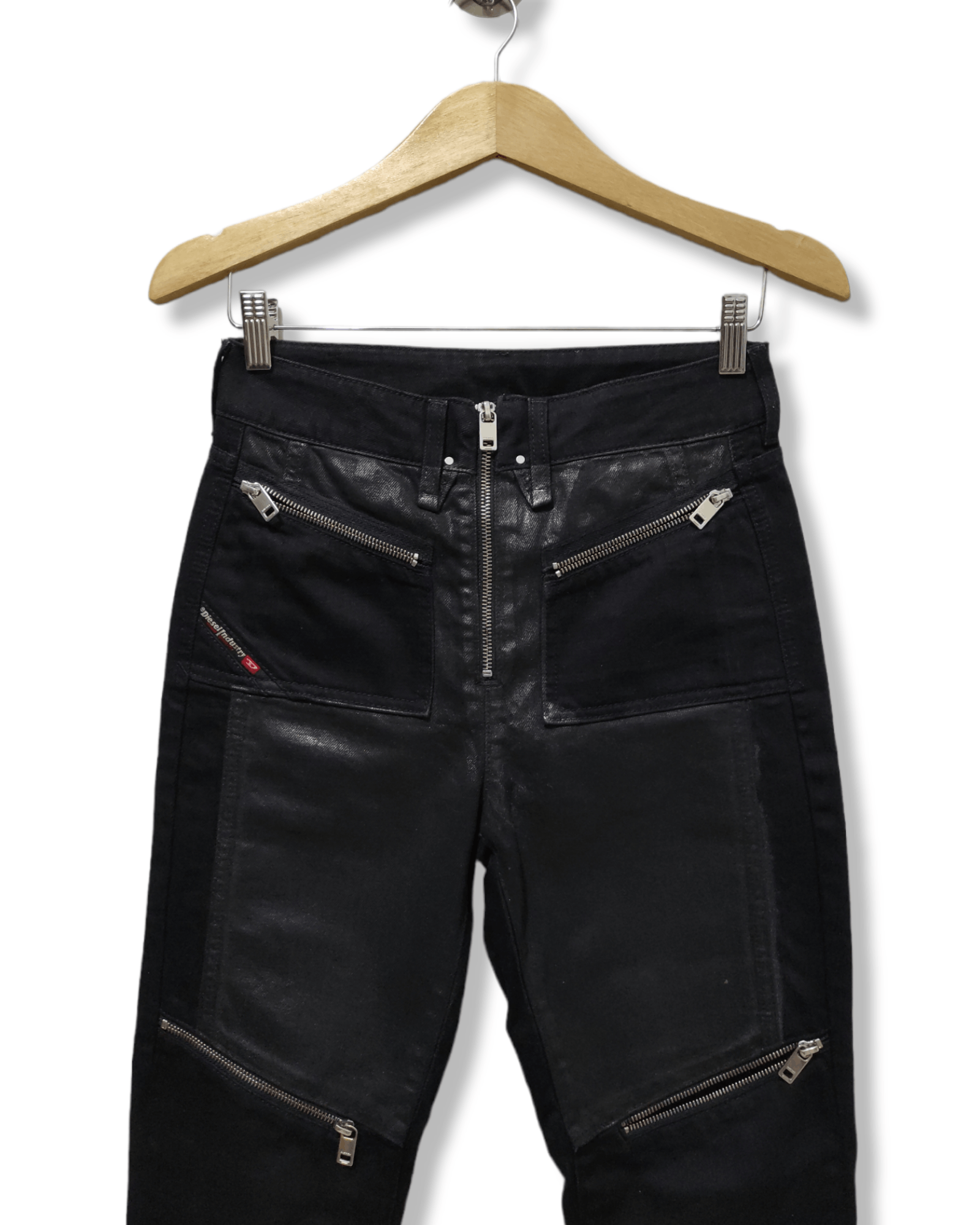 Diesel × Diesel Black Gold Diesel Wax Black Gold Zippered Biker Trouser Pants Size US 29 - 7 Thumbnail