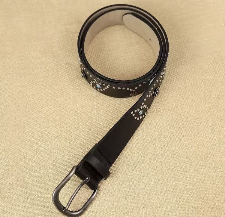 Japanese Brand MAPLE Leave Alloy Rivet Pu Leather Belt 122 cm Size 34 - 3 Thumbnail