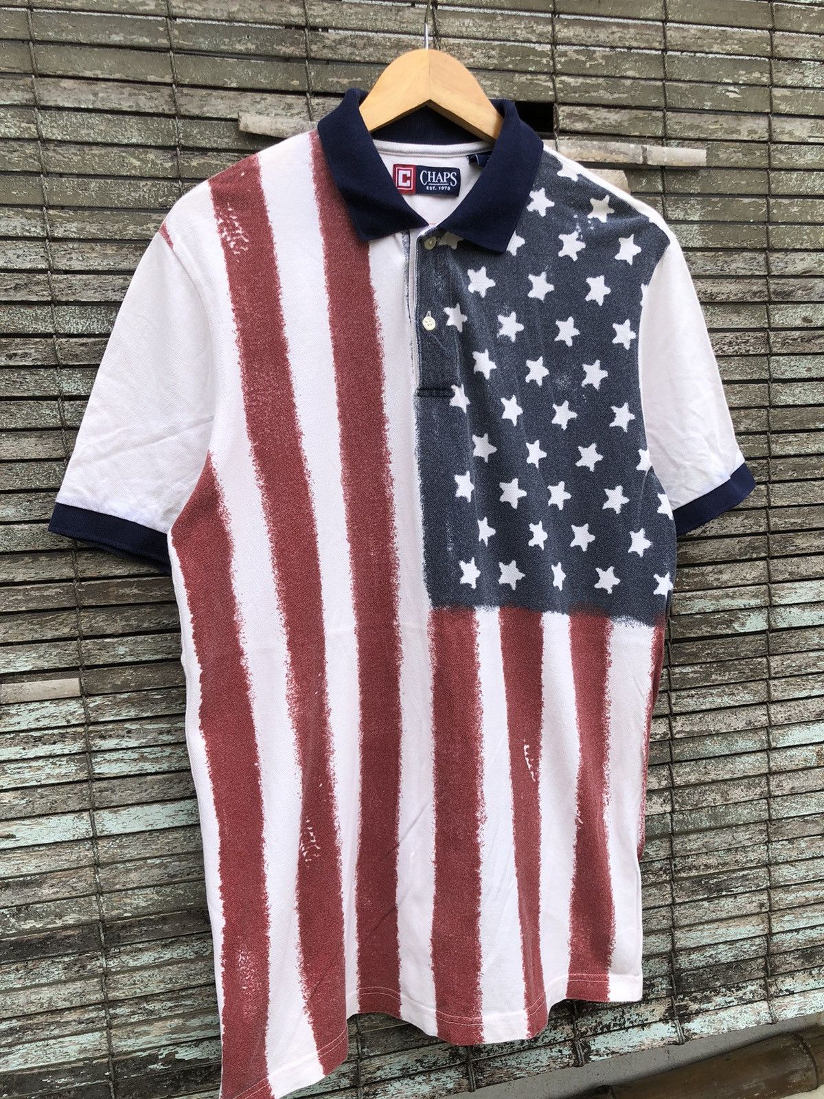 Vintage Vintage Chaps American Flag Polo Shirt Size US L / EU 52-54 / 3 - 2 Thumbnail