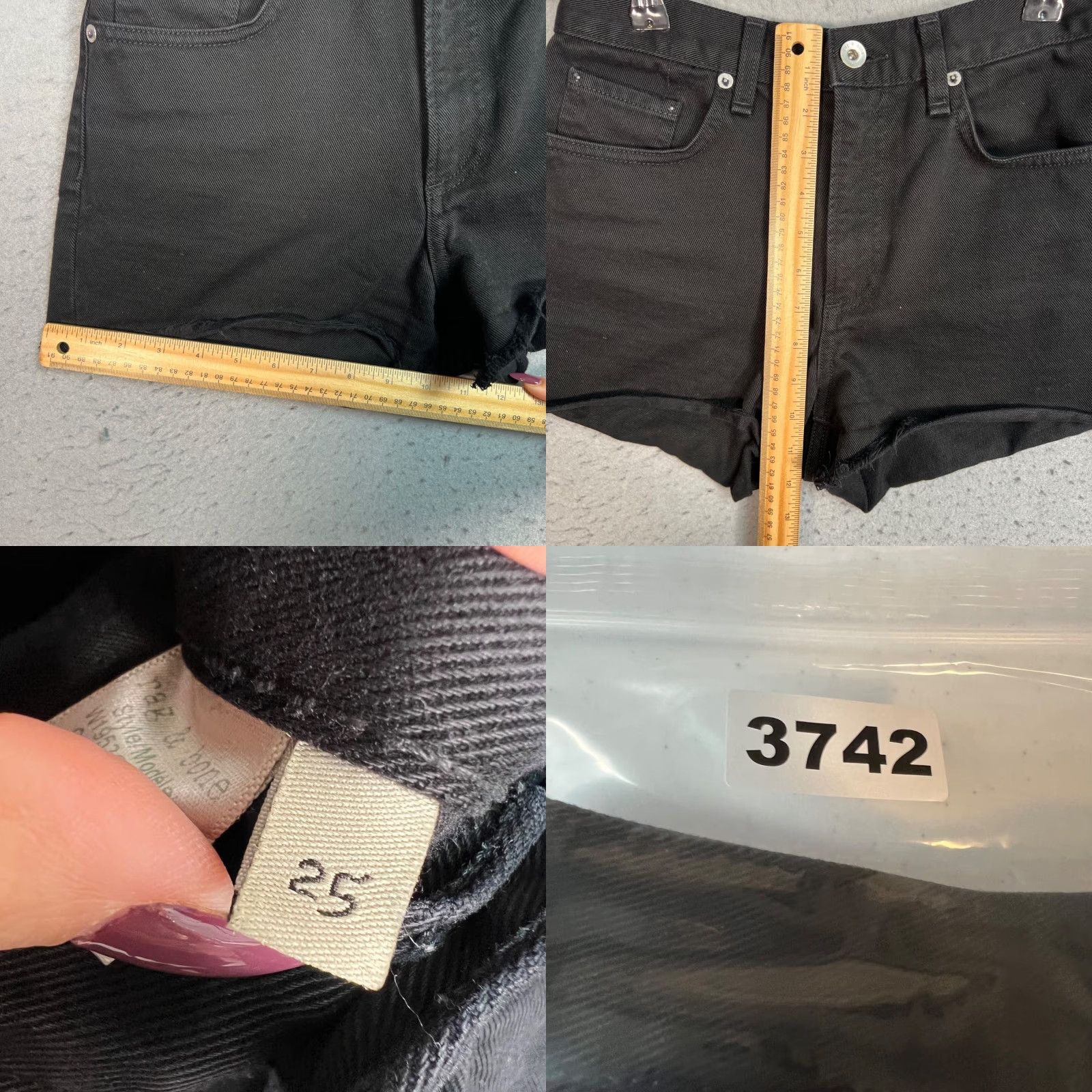 Rag & Bone Rag & Bone Womens Shorts Size 25 Black Denim Cutoff Size 42" / US 20 - 8 Thumbnail