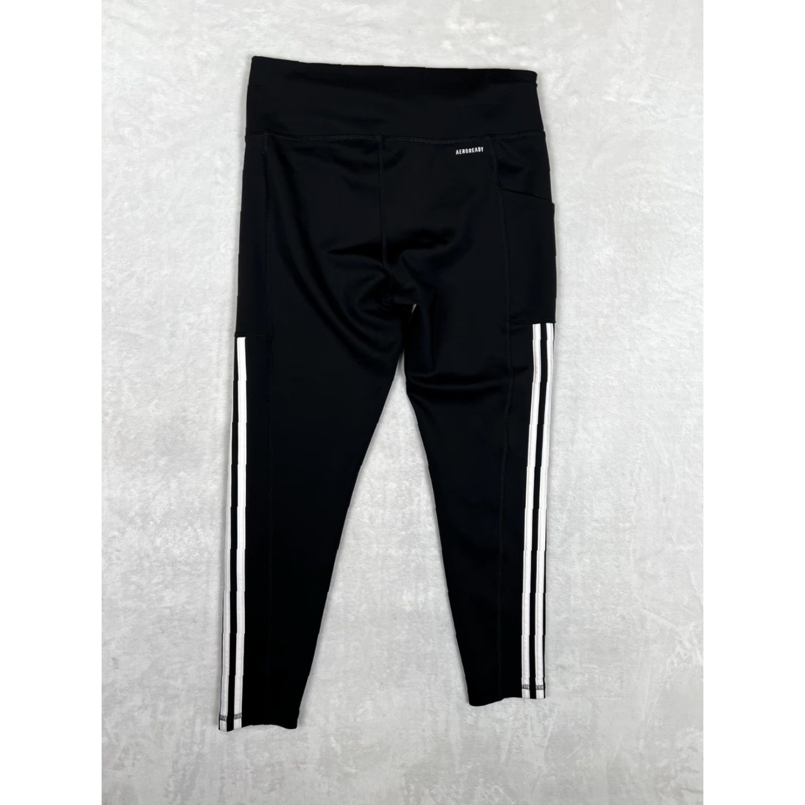 Adidas Adidas Leggings Women L Black Aeroready 3-Stripes Ankle Gym Running Yoga Athletic Size 36" / US 14 / IT 50 - 6 Thumbnail