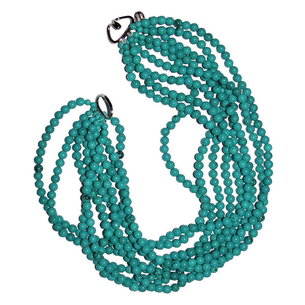 Designer Turquoise Beaded Torsade Necklace Alberto Juan Size ONE SIZE - 3 Thumbnail