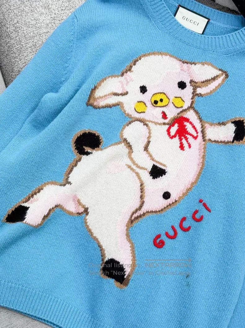 Gucci Gucci Cute piglet pattern long-sleeved wool knitted sweate Size XL / US 12-14 / IT 48-50 - 4 Thumbnail