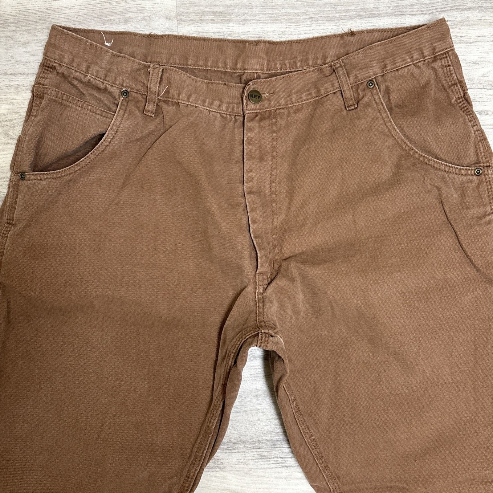 Other Key Pants Mens 40x30 Brown Dungarees Duck Distressed Thrashe Size US 40 / EU 56 - 2 Thumbnail