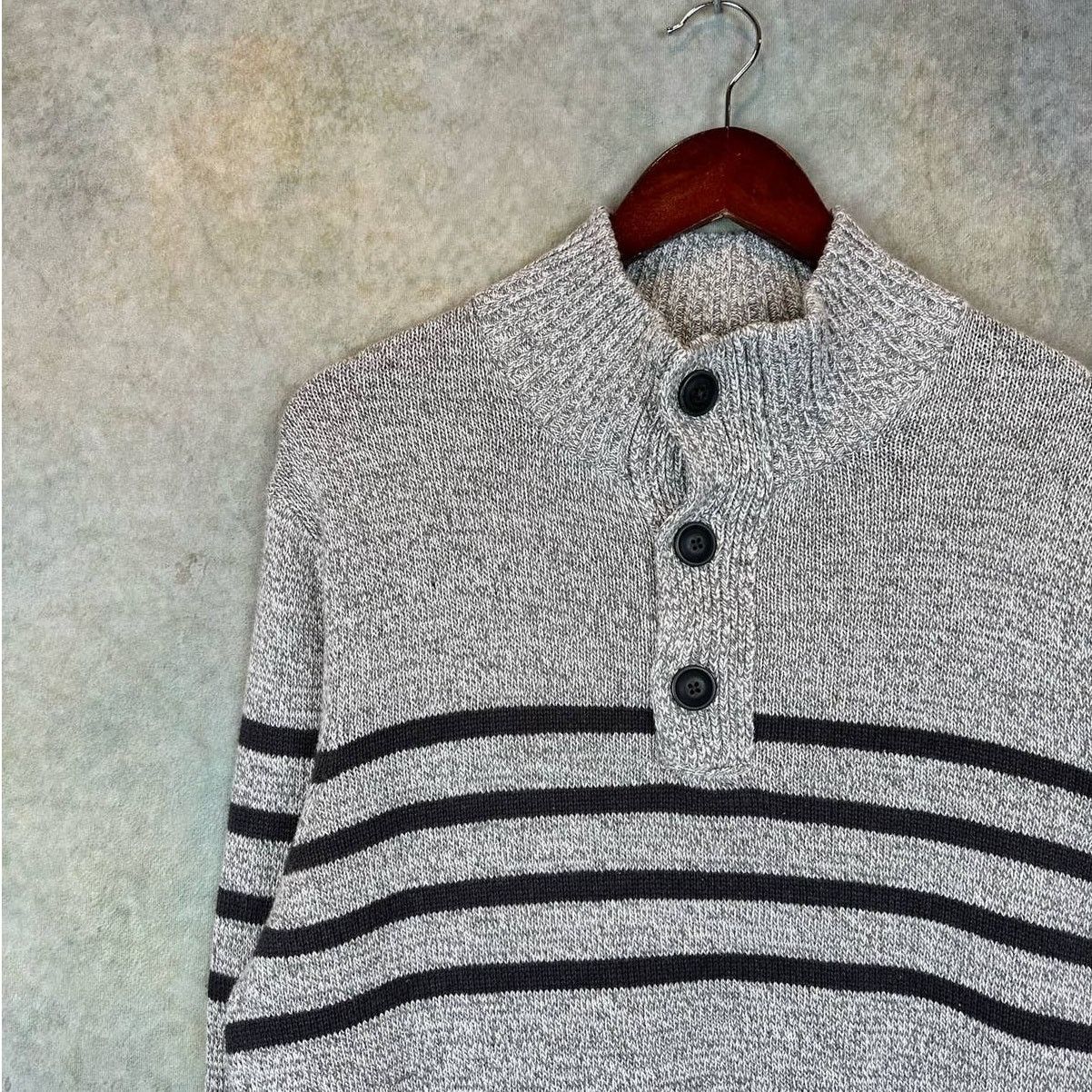 Urban Pipeline × Vintage Vintage 90s Knit Striped Sweater Gray Sz M Striped Collared Size US M / EU 48-50 / 2 - 3 Thumbnail