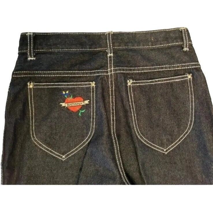 Vintage Vtg Brittania Baggy Jeans Womens 13 High Rise Wide Leg Embro Size 29" - 1 Thumbnail
